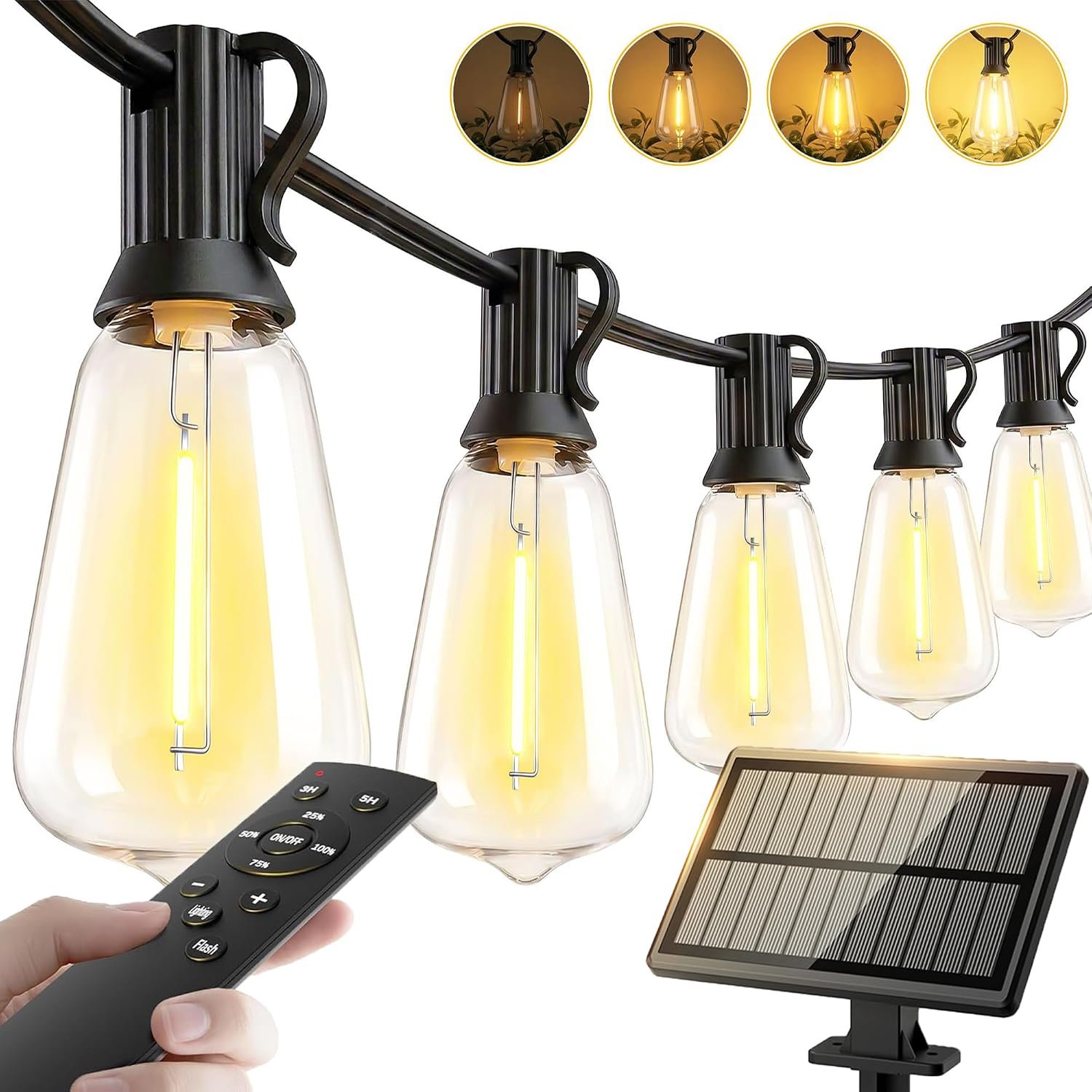 65ft Solar String Lights Outdoor – Waterproof Solor Powered Patio Light