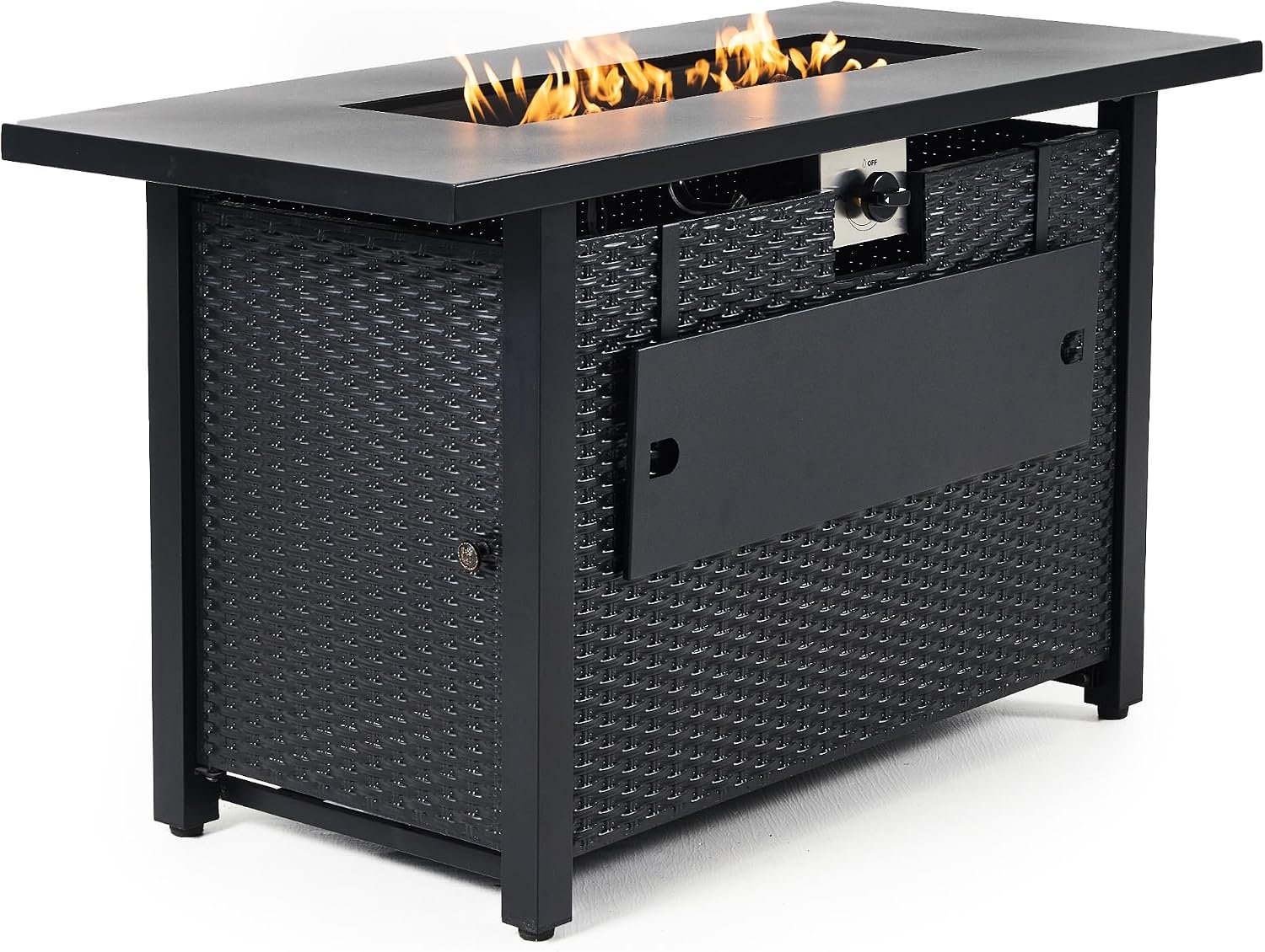 Propane Fire Pit Table – Rectangle 43 Inch Outdoor Firepit for Patio, Balcony, and Garden – Versatile Gas Fire Pit with Lava Rock & Table Lid