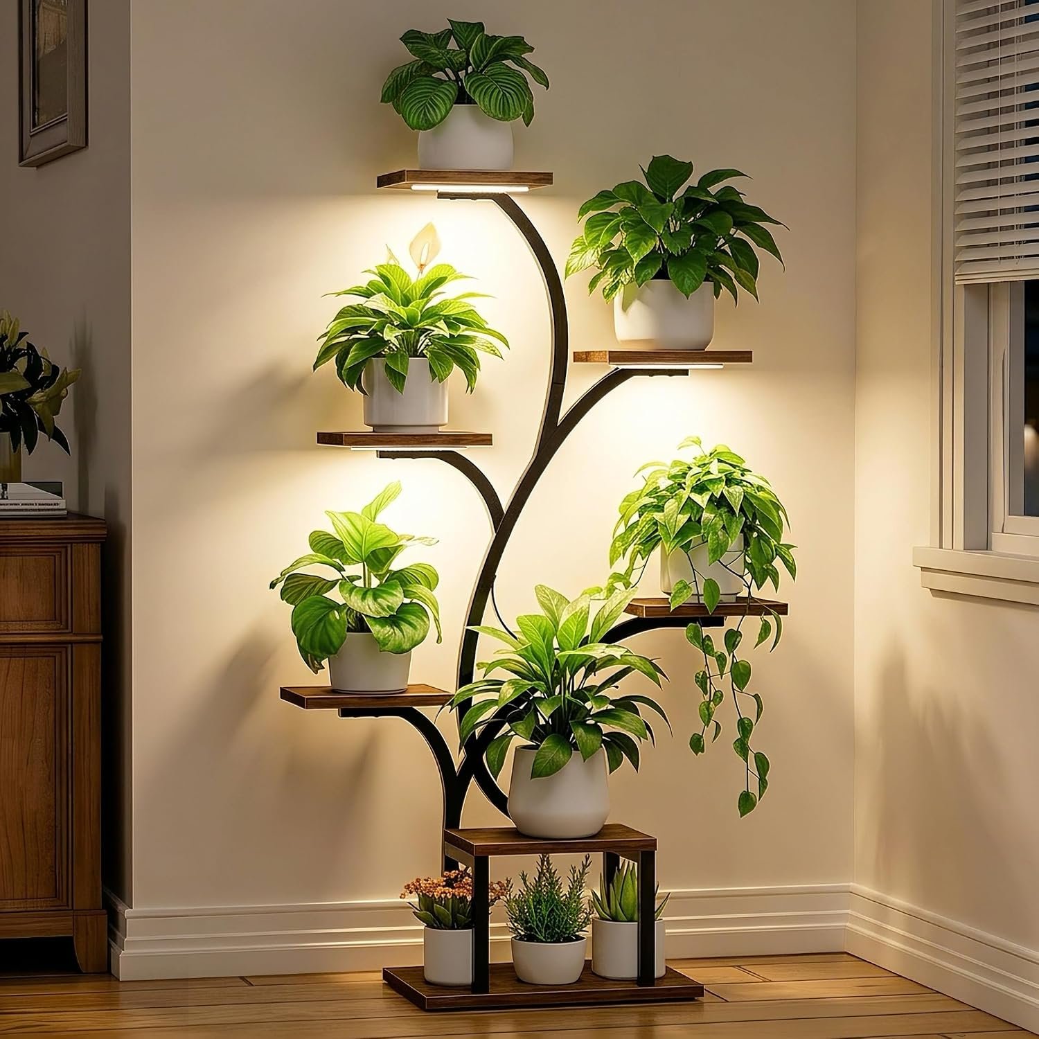 BACEKOLL Plant Stand Indoor with Grow Light, 7 Tier 49″ Lighted Plant Shelf