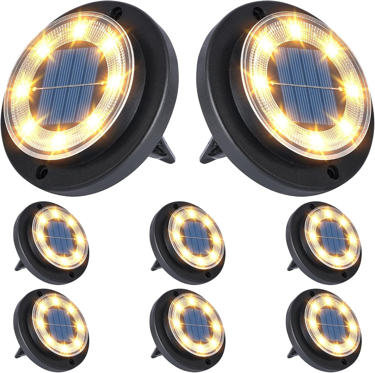 Solar Lights Outdoor Waterproof，Warm White 8 Pack 2-in-1 Ground Lights