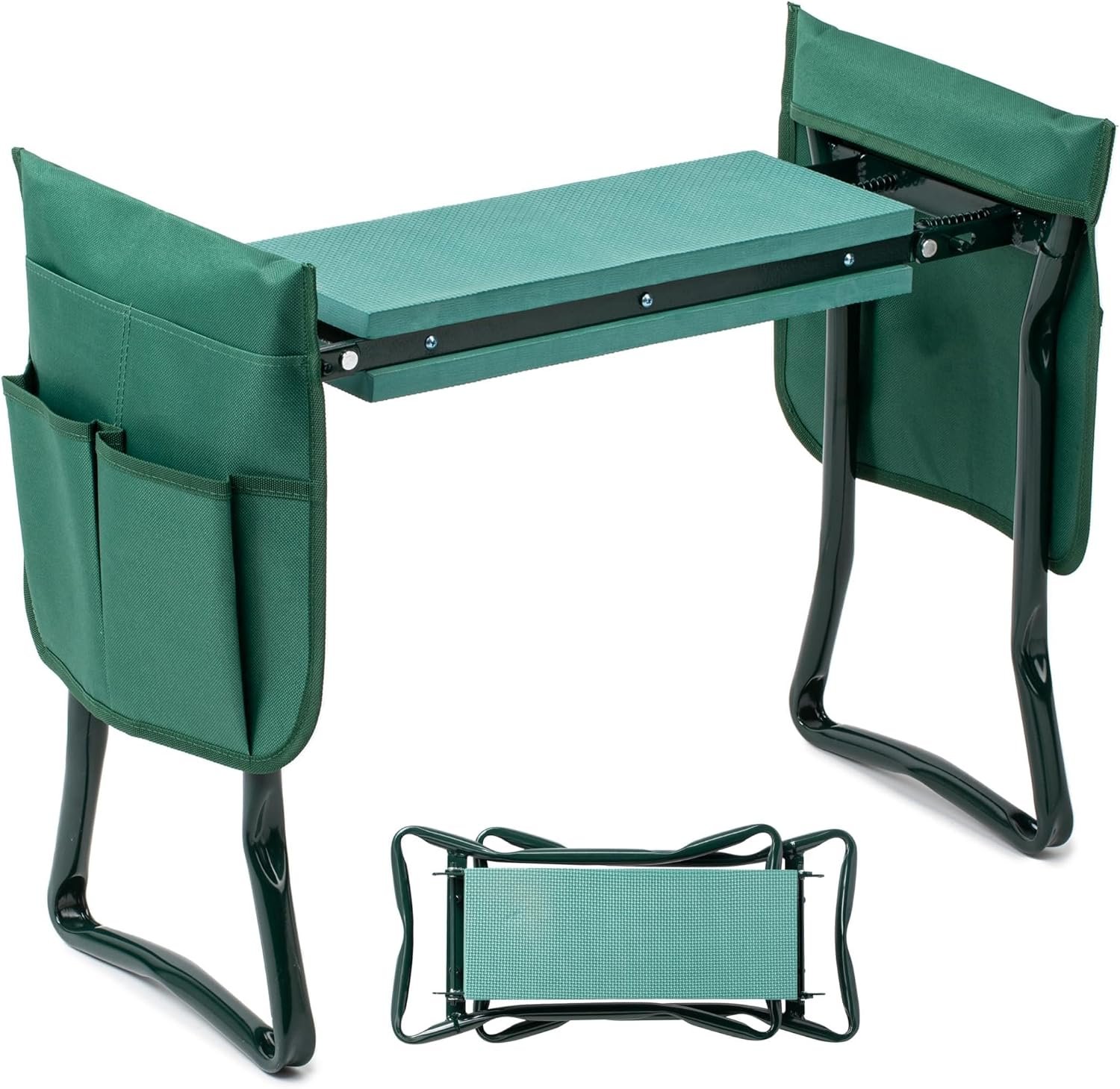Garden Kneeler and Seat, Foldable Kneeling Stool with Thicker EVA Foam Pad, Heavy Duty Bench with Tool Pouch, Gifts for Outdoor Gardening, Fishing, Green, Arbor Day Gift