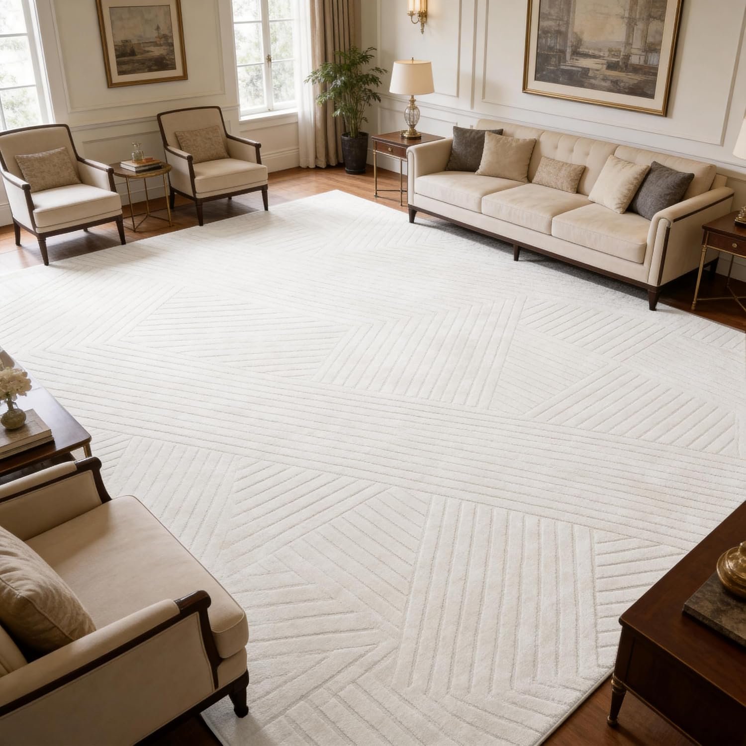 Beige 8×10 Solid Color Area Rug,Washable Rugs for Living Room Bedroom