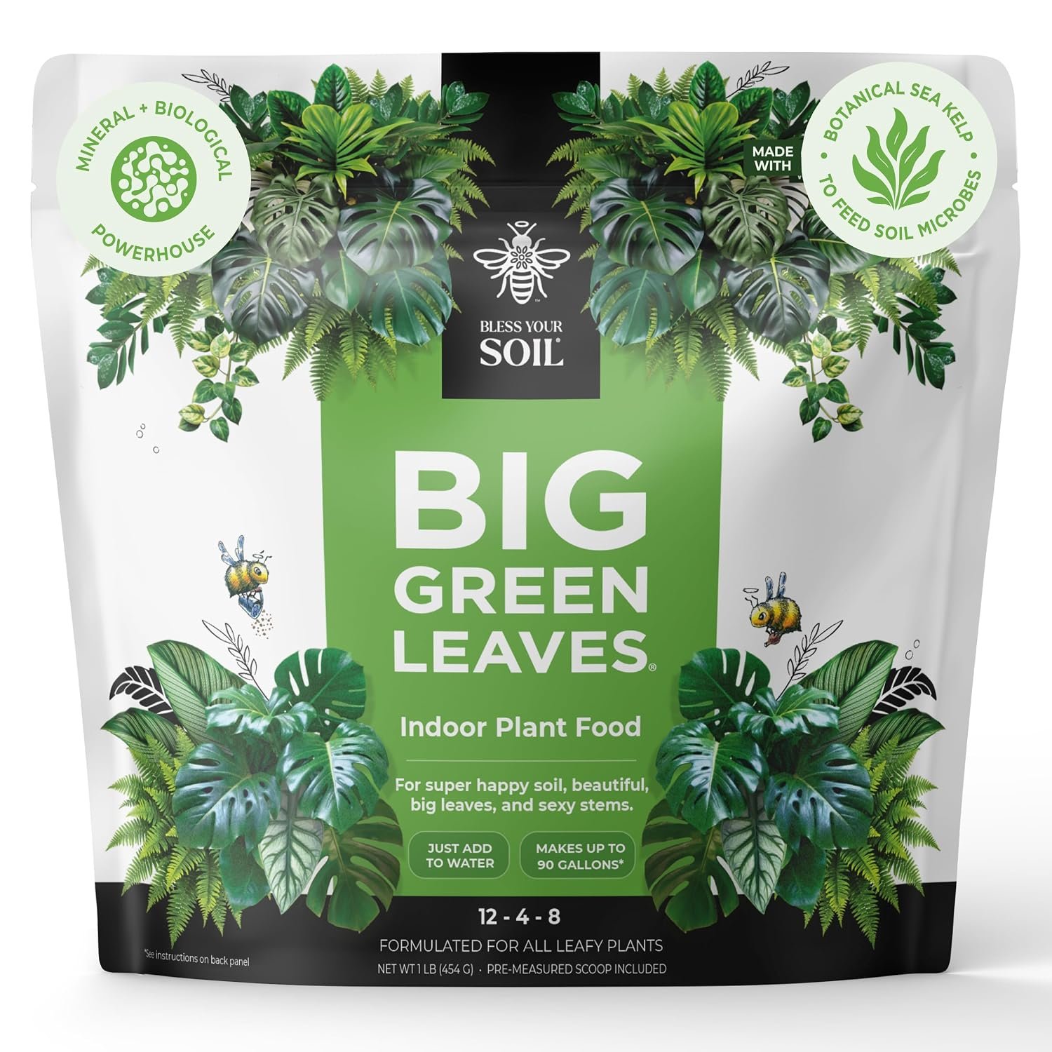 Big Green Leaves Indoor Plant Food – 4X Concentrated Fertilizer, 1 lb