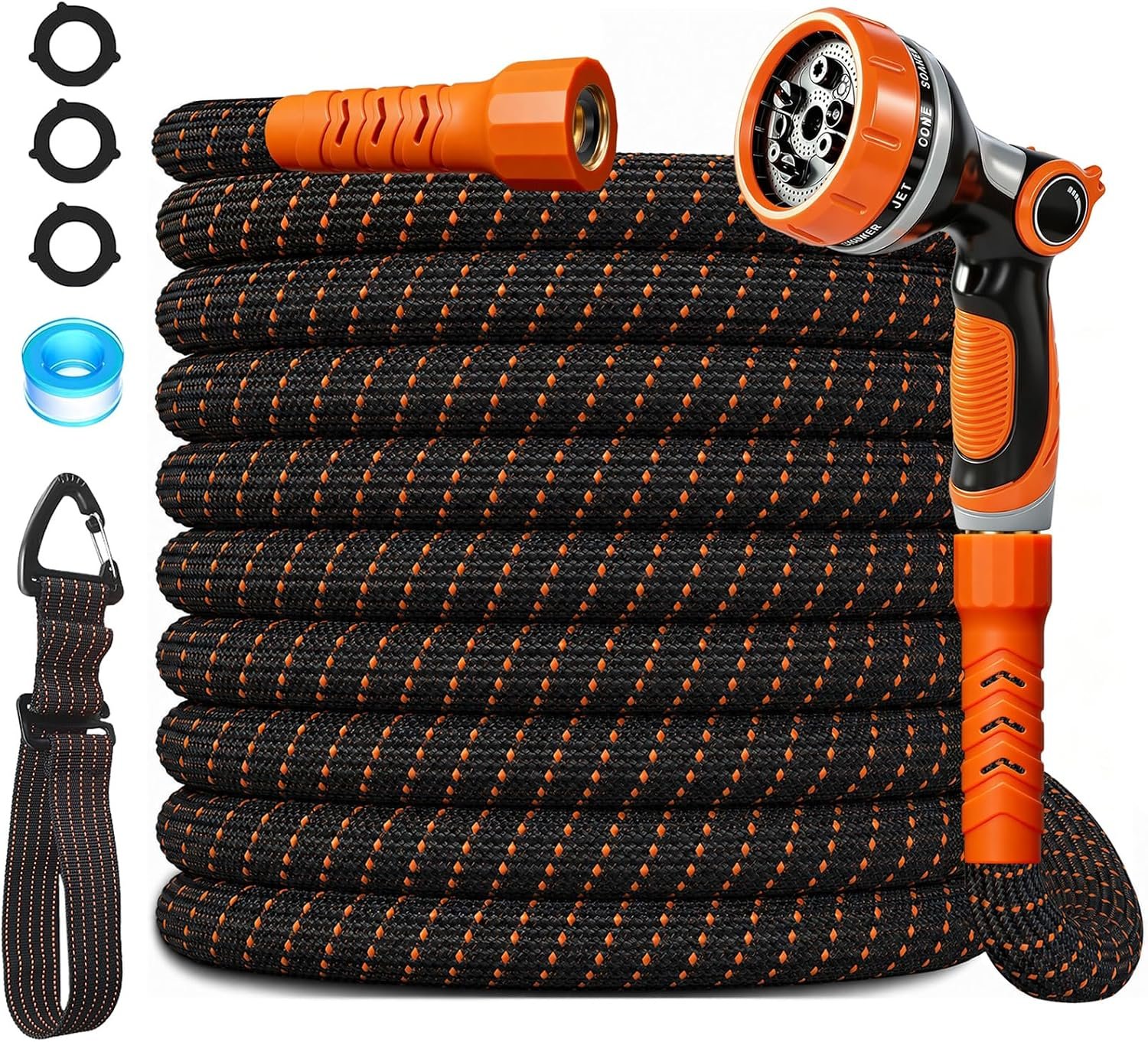50Ft Ultra Lightweight Garden Hose, Flexible Water Hose, 10 Function Nozzle,Leak-Proof,Swivel Handle Non-Slip, Non-Kink Heavy-Duty Hose for Yard,Car,RV,Outdoor Non|expandable(50Ft)