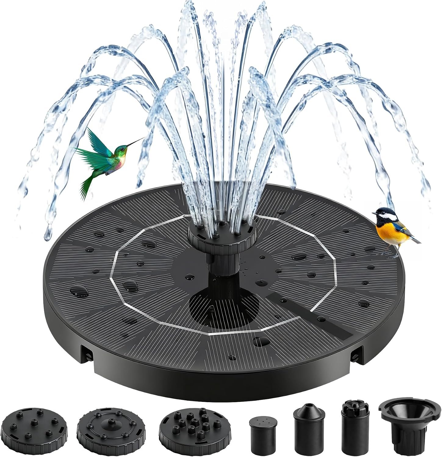 3.5W Solar Fountain with 6-in-1 Spray Nozzles & 4 Fixed Rods