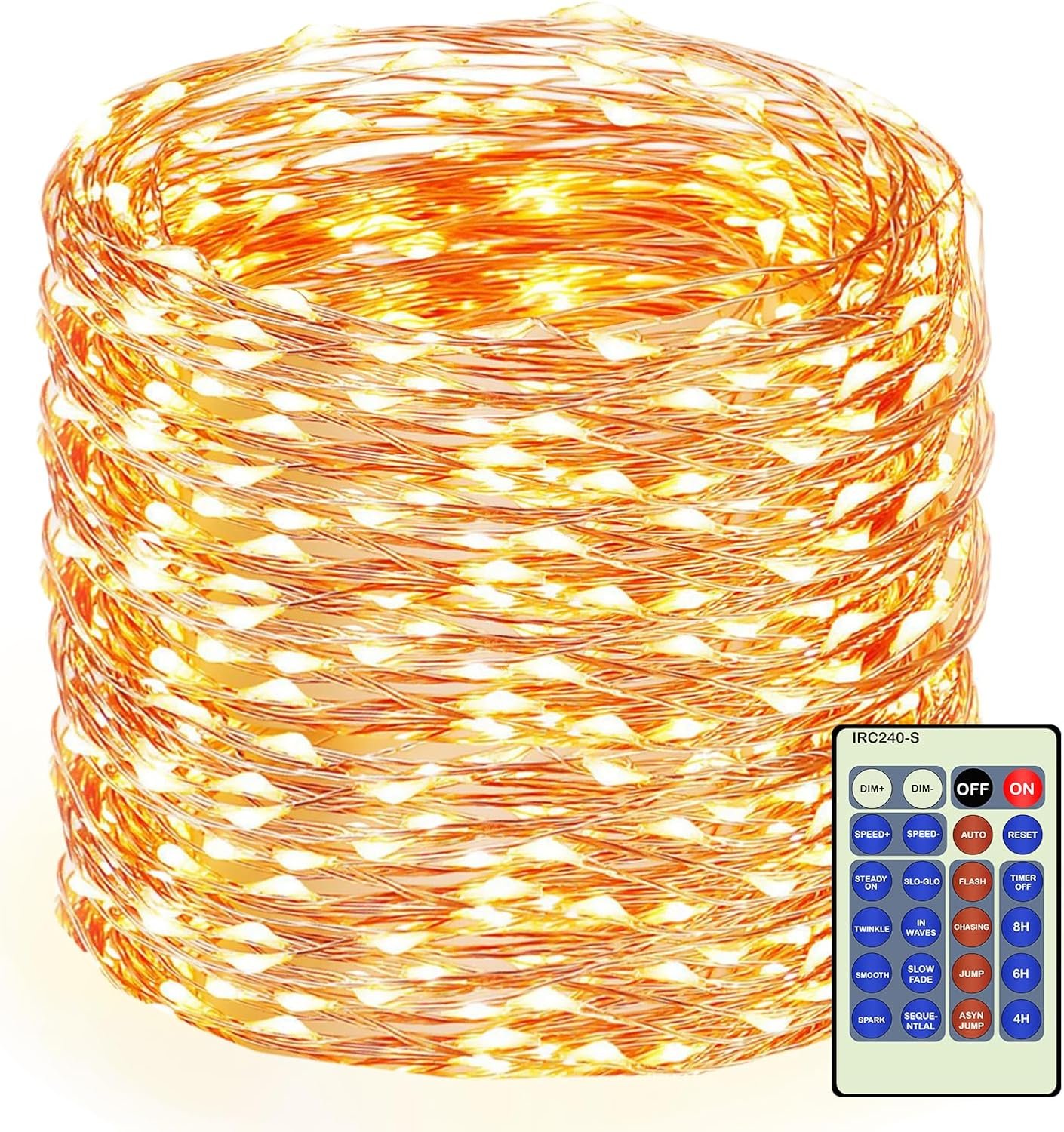 Decute 164FT 500LED Christmas Fairy String Lights Dimmable with Remote Control Copper Wire Starry Lights with UL Cerficated Decorative for Party Wedding Bedroom Christmas Tree Warm White