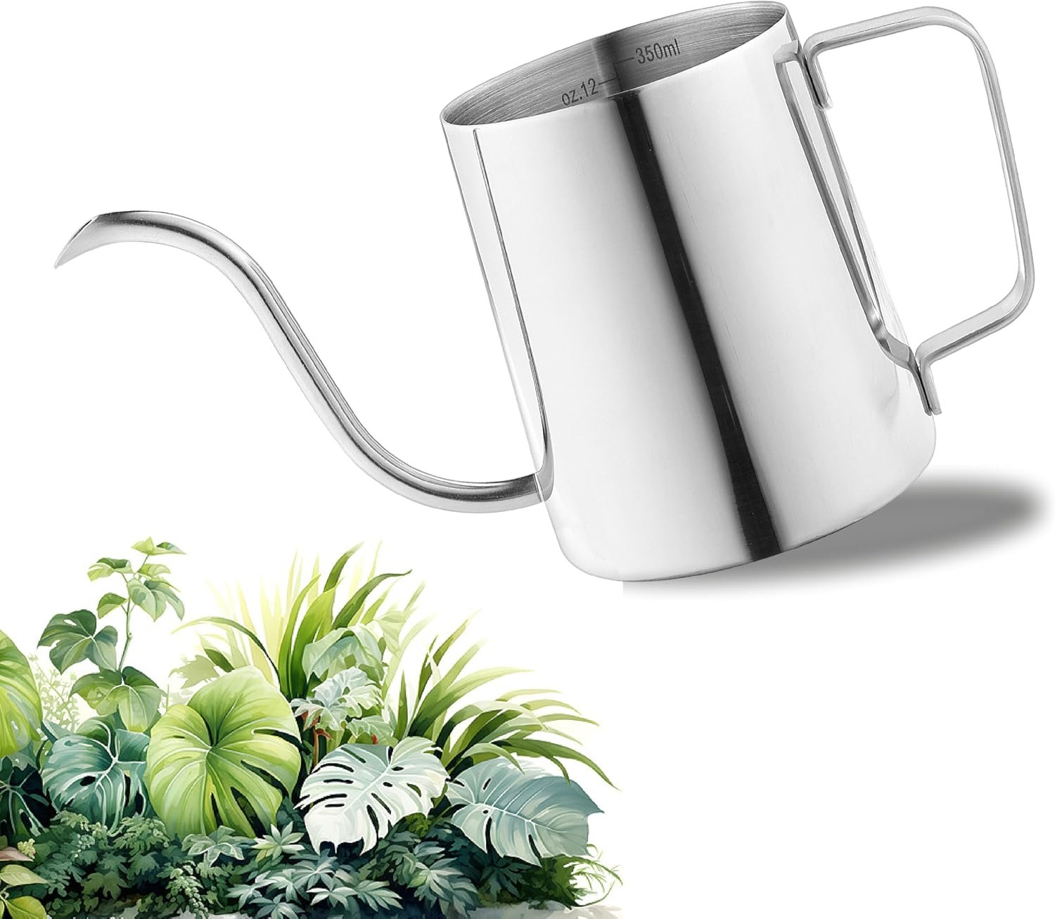 Small Watering Can, OLULU 12oz (350ml) Stainless Steel Indoor Watering Can with Long Spout, Mini Watering Can for Houseplants, Desk & Home Plants