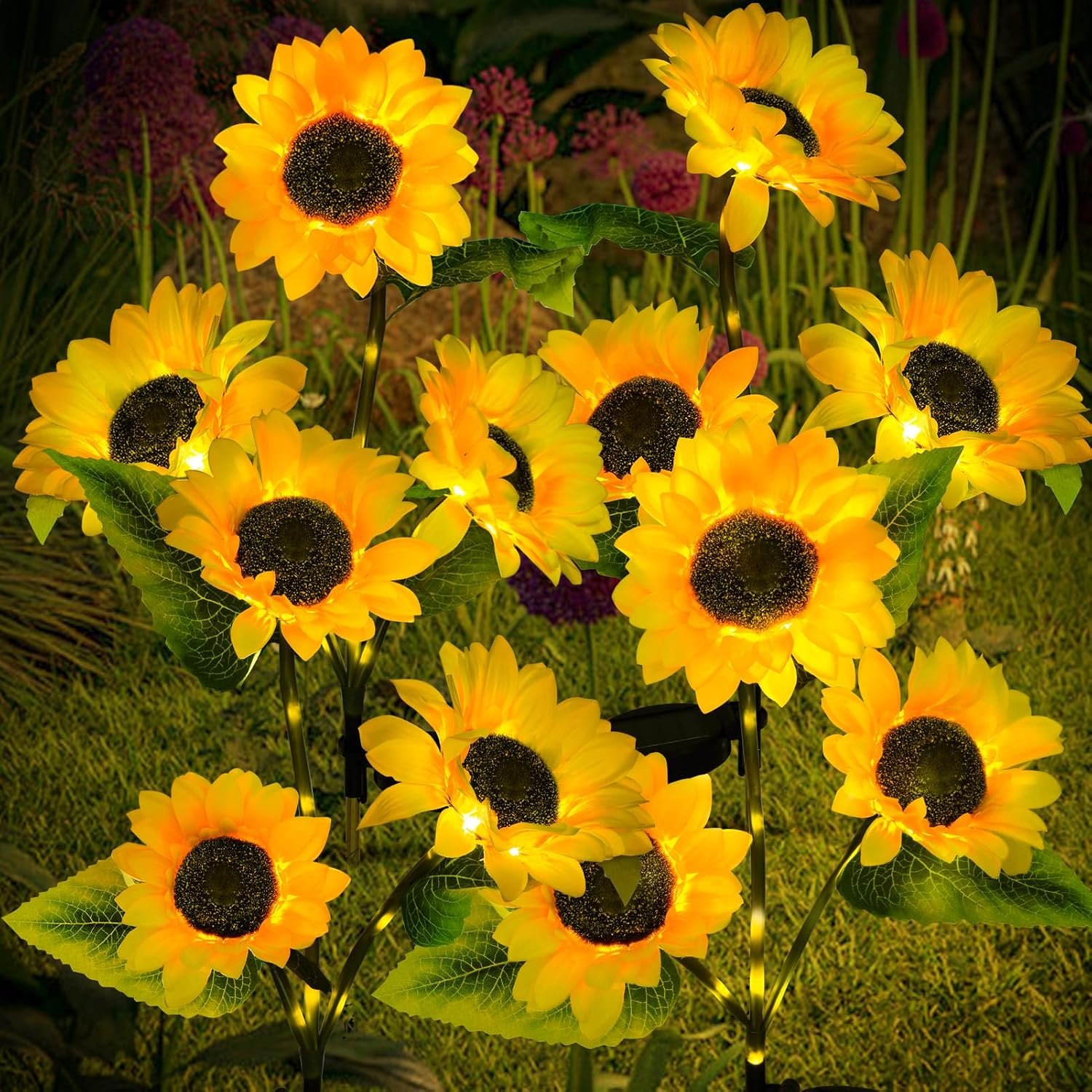 Sunflower Solar Lights Outdoor, Garden Decor, 4 Pack