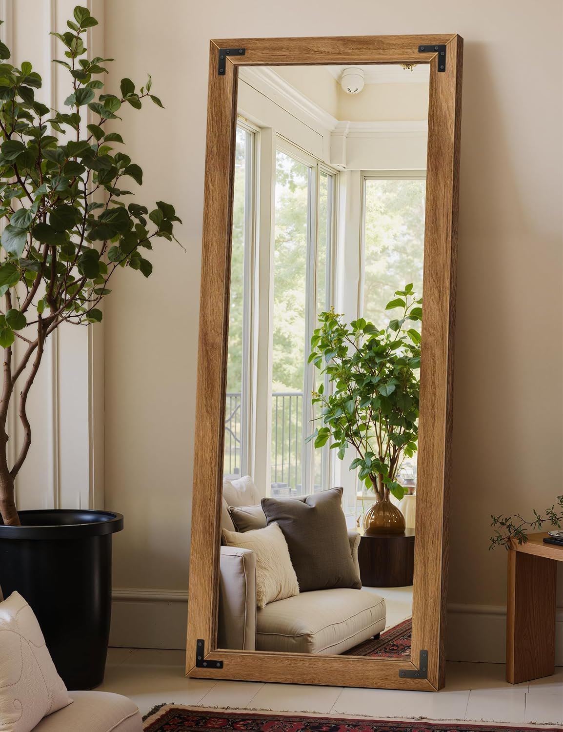 Wood Framed Full Length Mirror for Wall, 56″X22″ Floor Standing Body Mirror