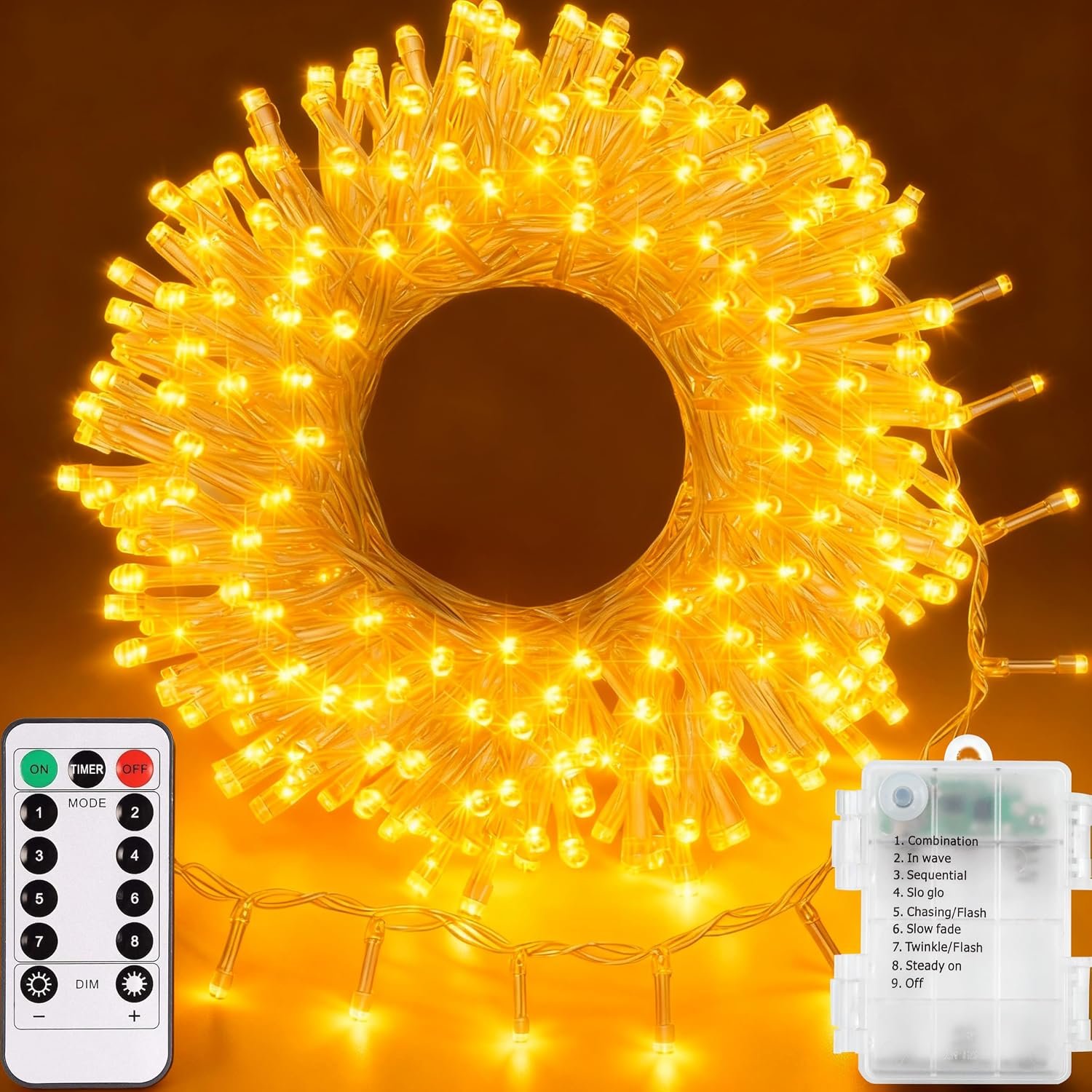Christmas String Lights Battery 33Ft 100 LED Fairy Lights for Wedding Dorm