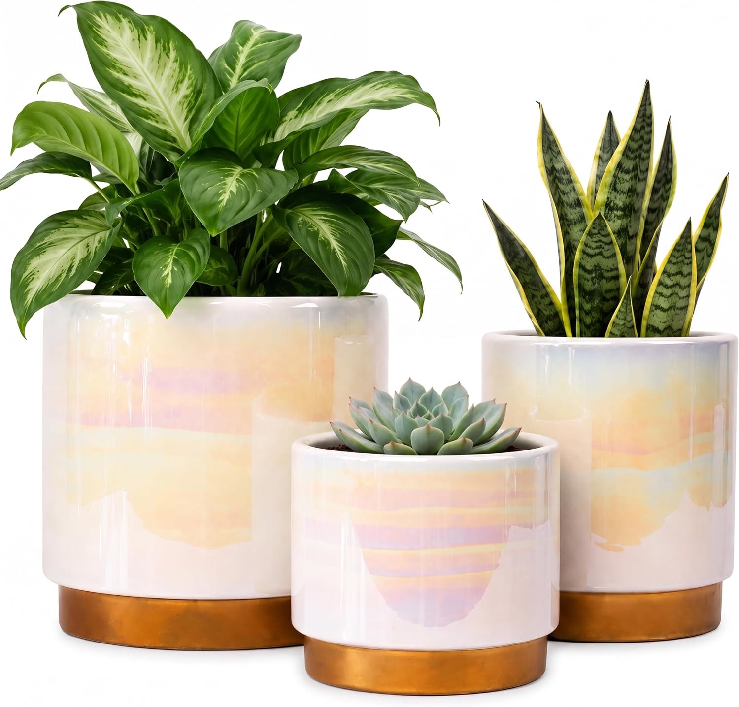 Gepege Ceramic Plant Pots for Indoor Plants, Planters with Drainage Holes