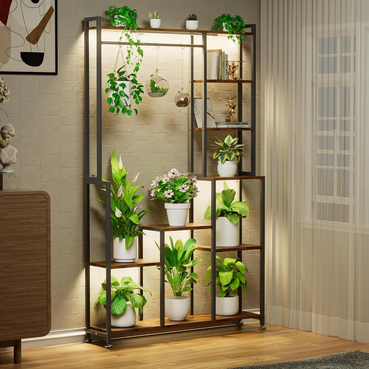 CODACE Plant Stand Indoor with Grow Light – 71 Inches Tall Plant Shelf