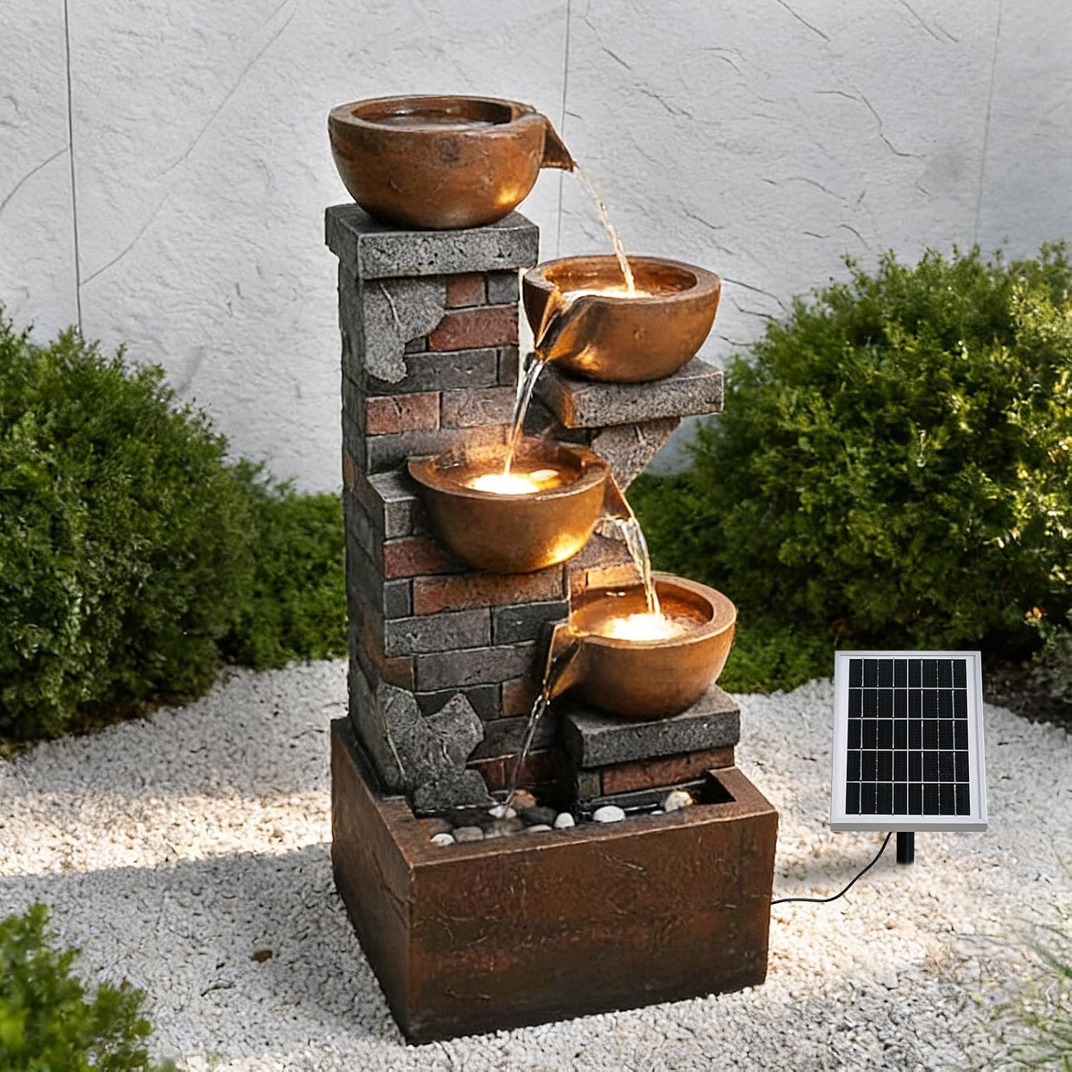 33.5″ Tall Solar Water Fountain Outdoor Garden