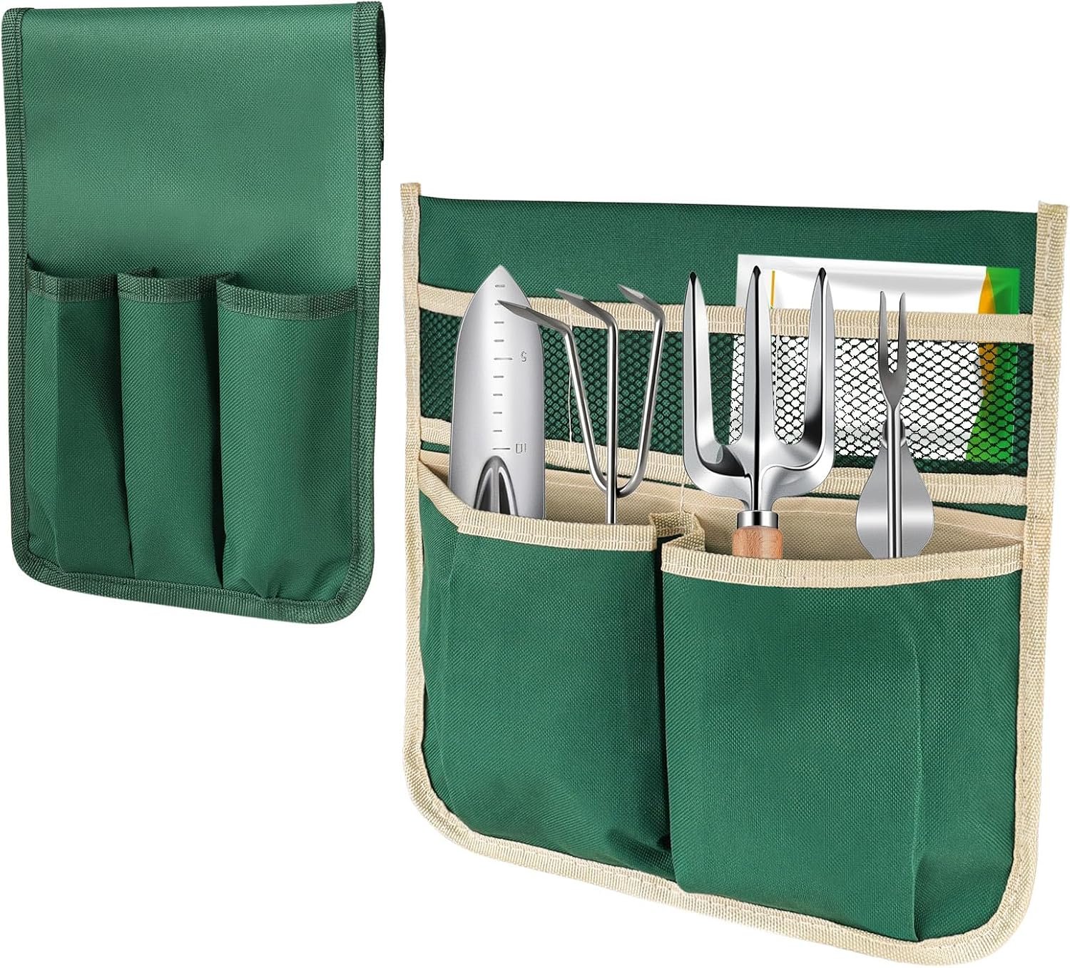 YBB 2 Pack Garden Pouches for Kneeler, Portable Tool Storage Bags Oxford Multiple Storage Pockets Organizer for Outdoor Gardening Kneeling Stool