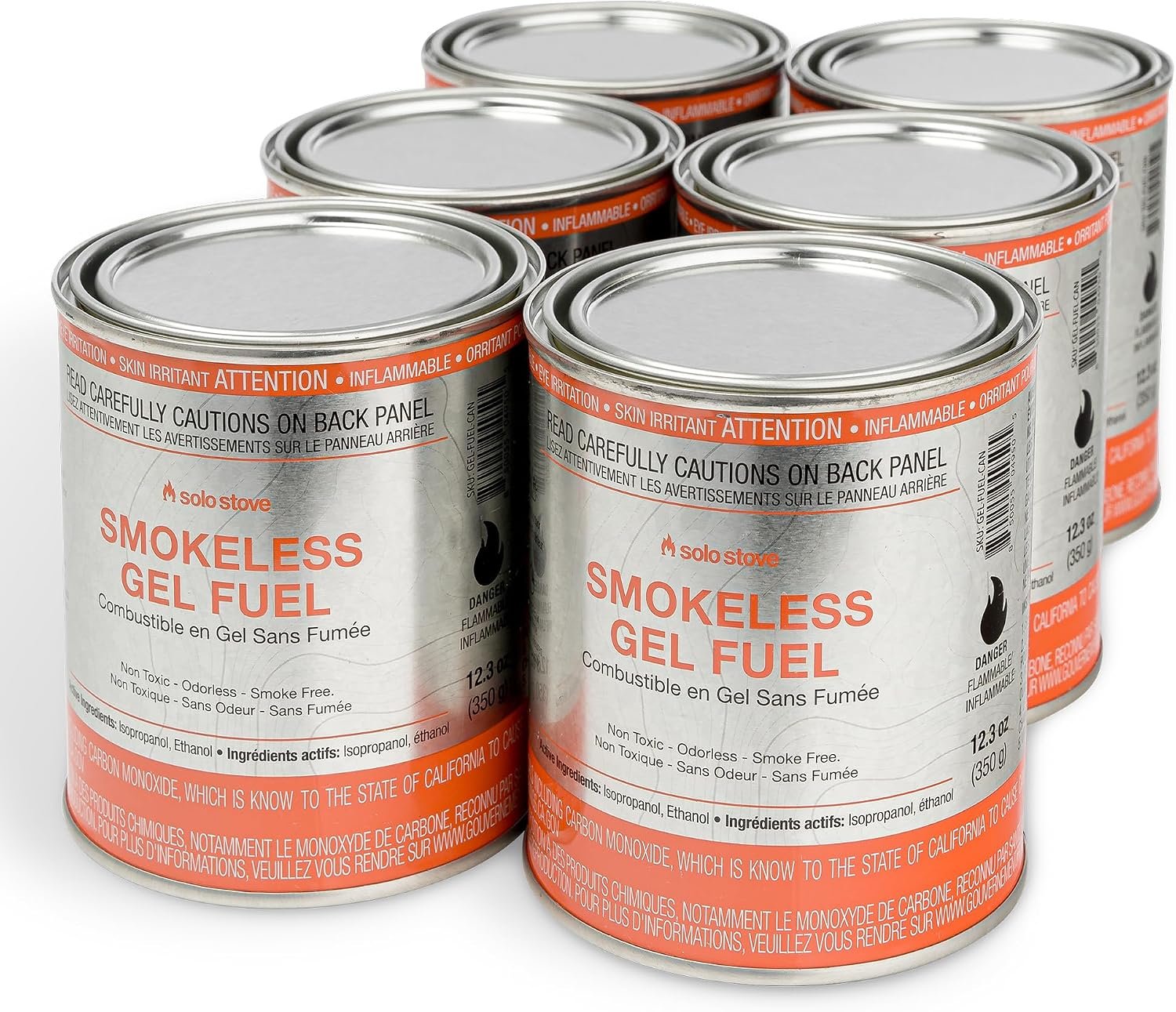 Solo Stove Pure Gel Fuel Can 12.3 oz Pack of 6 | Indoor & Outdoor Fire Fuel