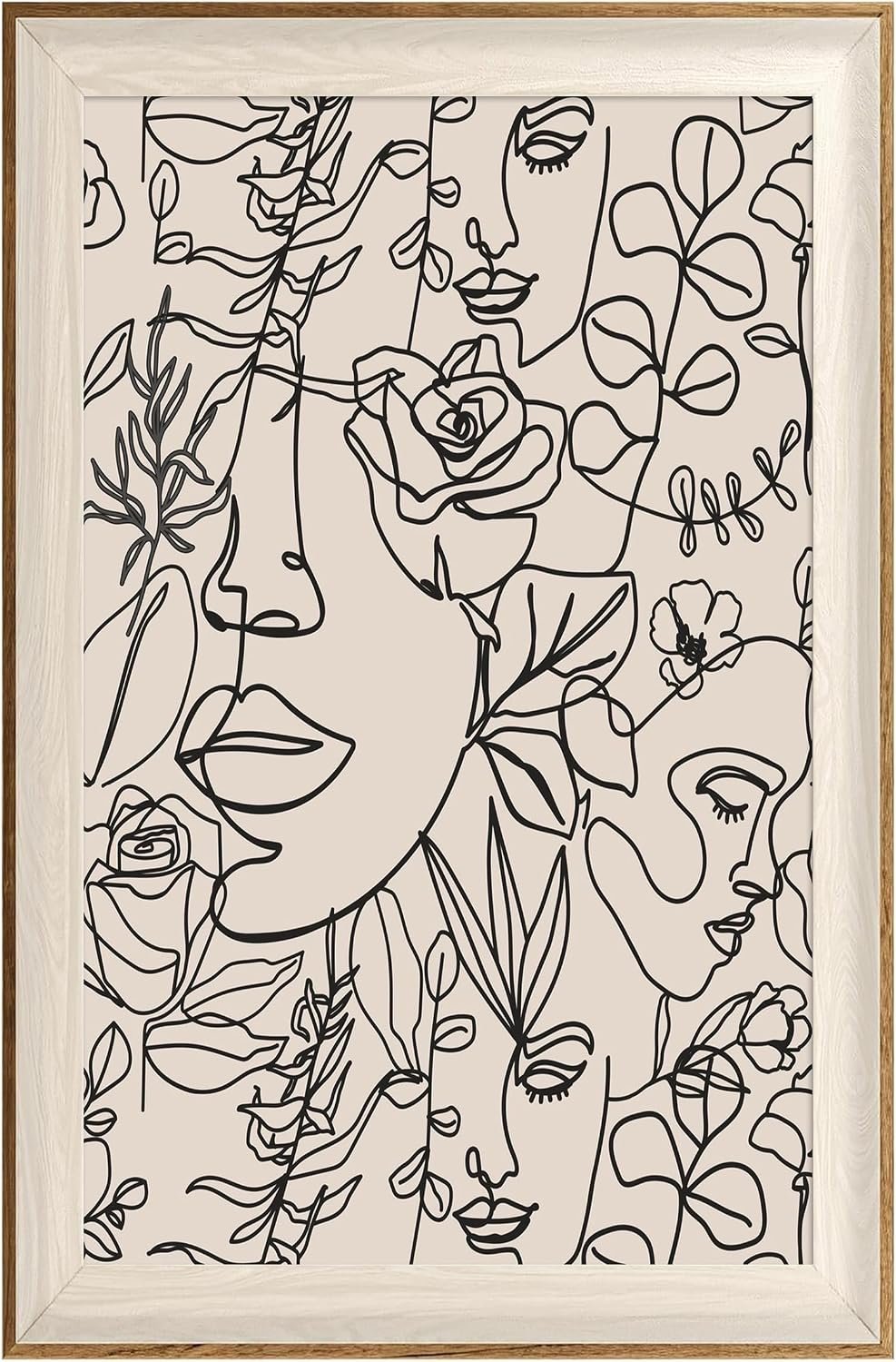 ASTRDECOR Abstract Framed Wall Art, Minimalist Boho Art Prints Women Portrait Line Art Wall Decor, Mid Century Wall Prints, Boho Wall Art Canvas for Living Room, Bedroom – 20”x30”