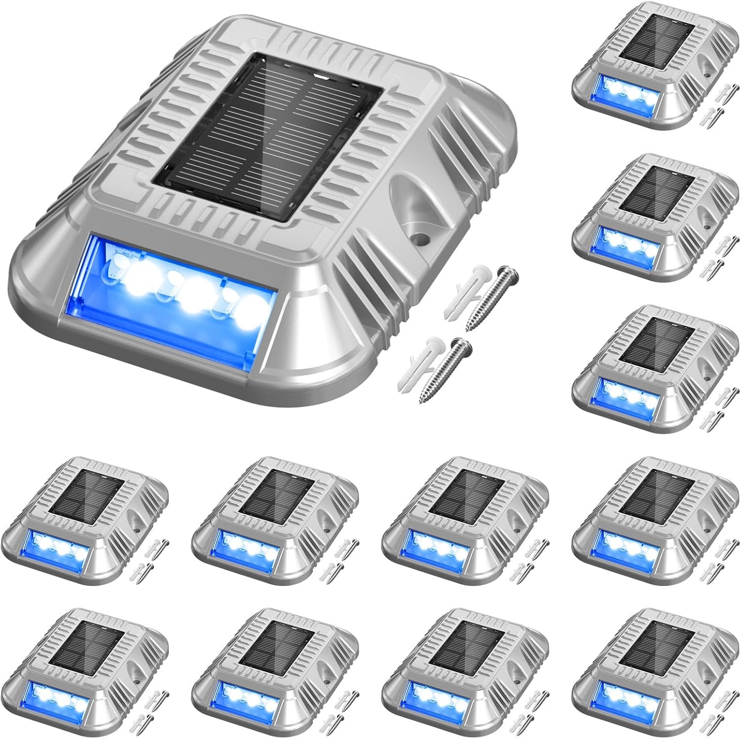 addlon Solar Dock Lights Marine 12 Pack, Driveway Marker Deck Lights, IP67