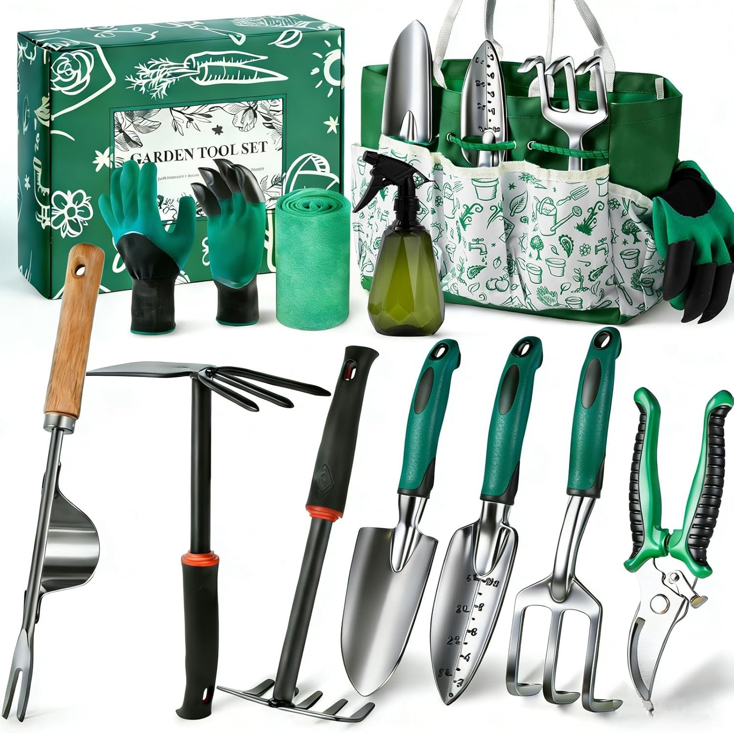 Gardening Tool Set Gifts for Women, Heavy Duty Garden Tools with Handbag