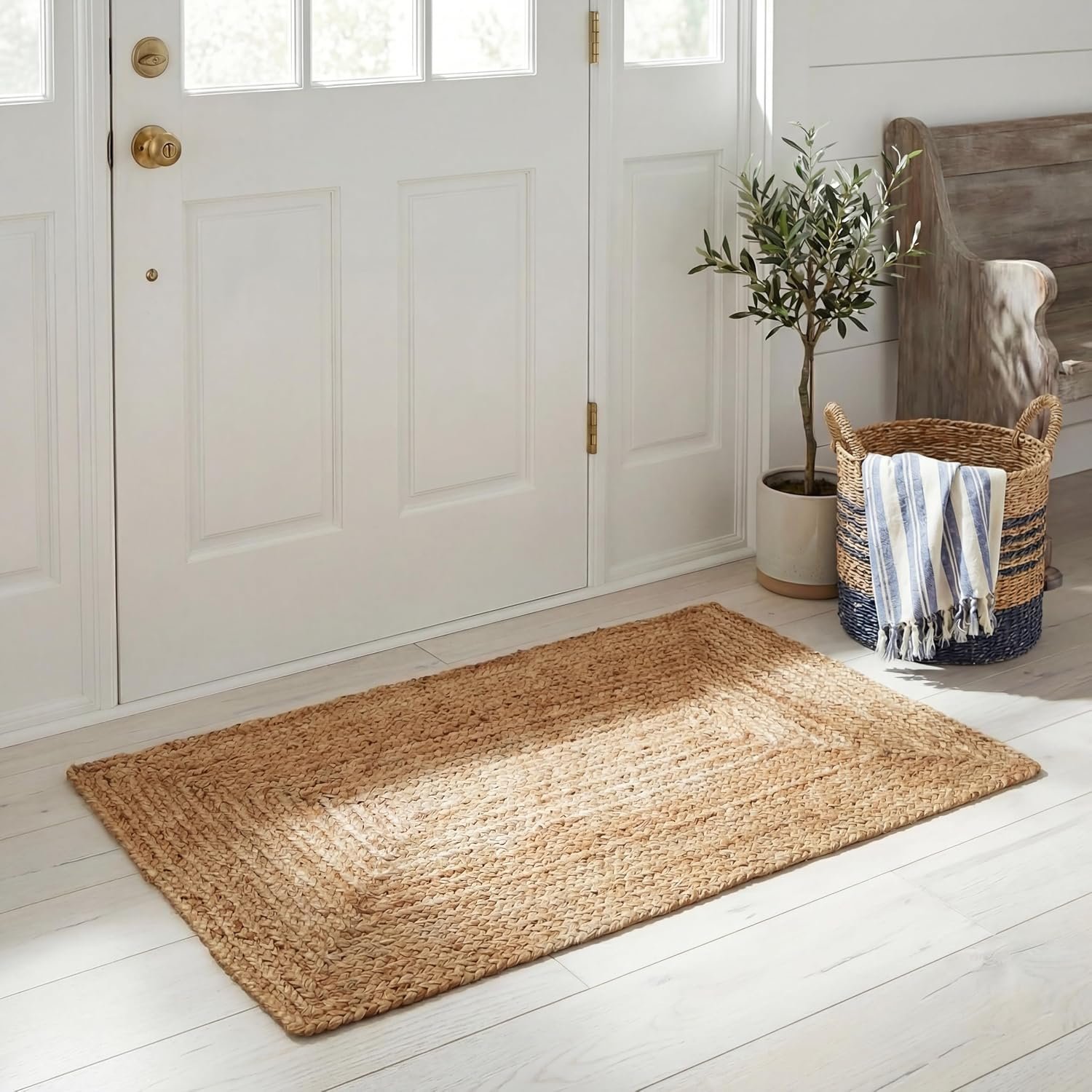 SAFAVIEH Area Rug 2×3 – Cape Cod Collection – Natural Brown, Handmade Braided Flat Weave Jute (CAP252A)