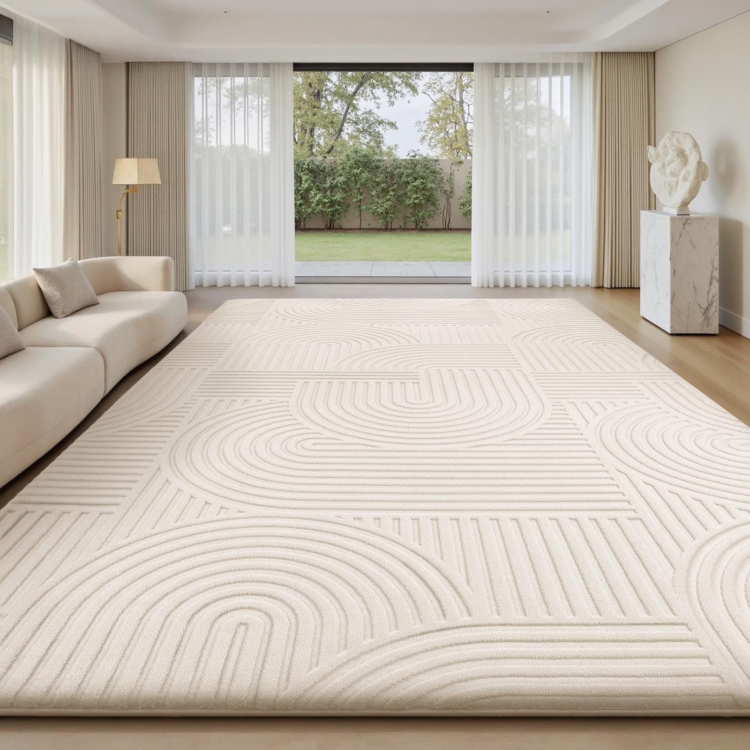 Sour Lemon Area Rugs 9×12 Living Room Bedroom, White Rug Large Carpet