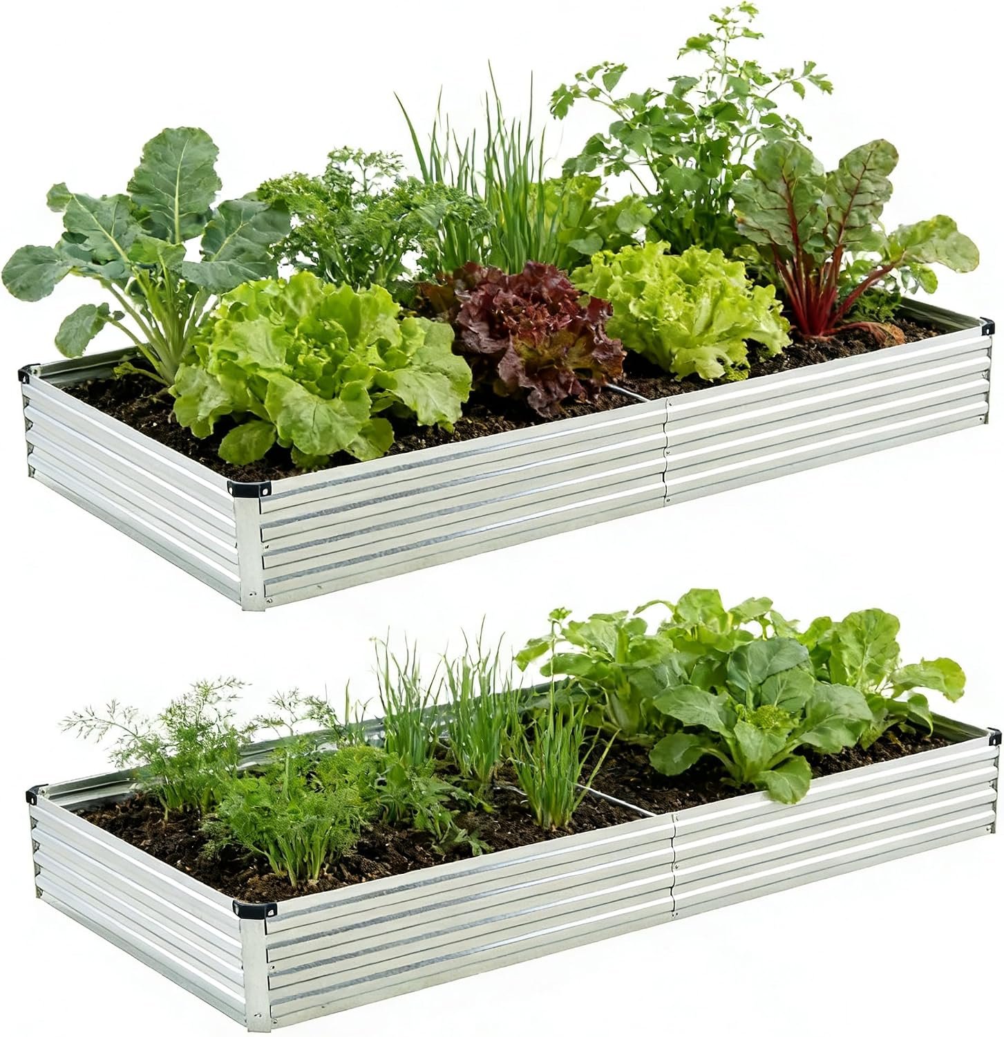 Foxlang 8x4x1ft(2 PCS) Galvanized Raised Garden Bed,Silver