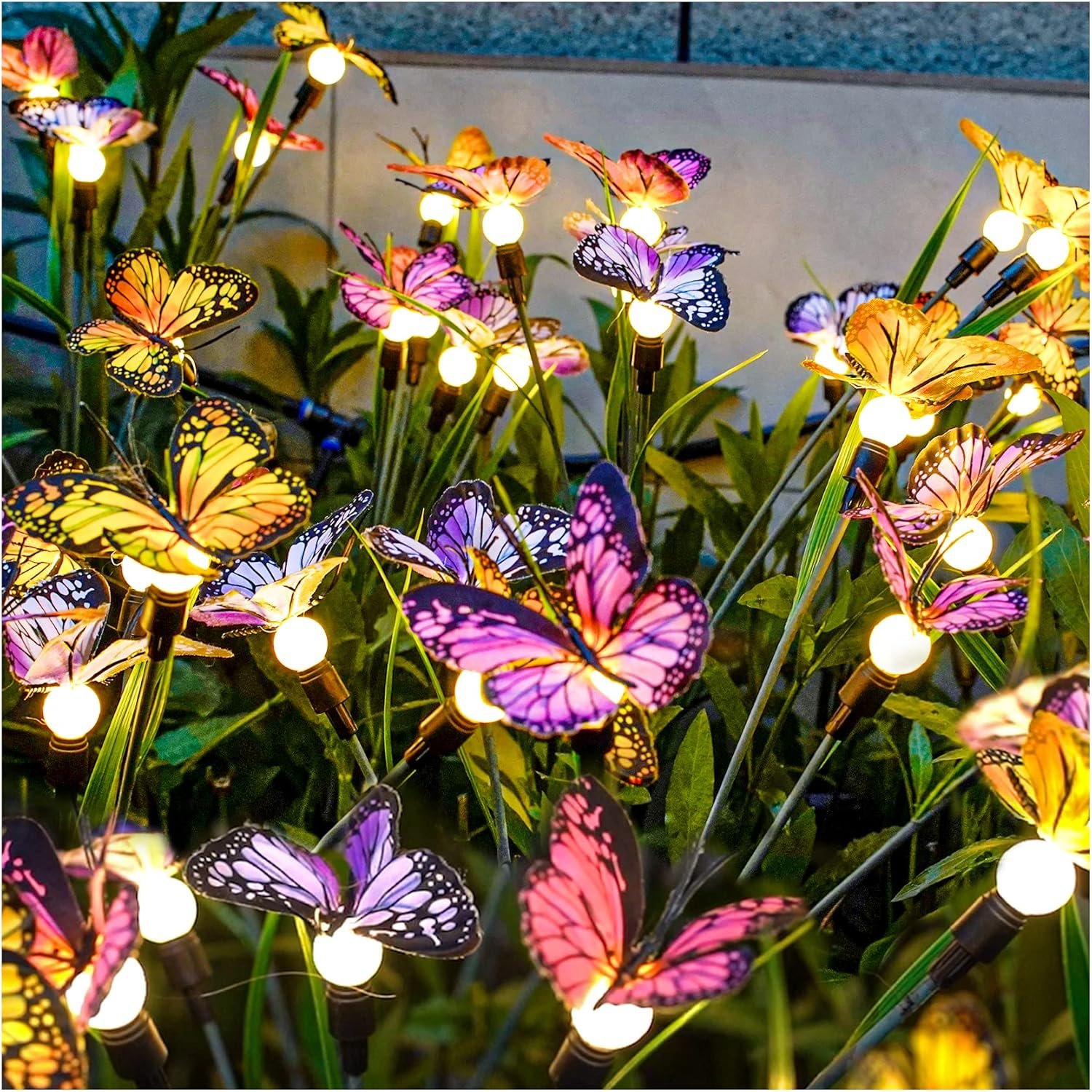 TONULAX Solar Garden Lights – 2 Pack Swaying Butterfly Light, Swaying in The Wind, Solar Outdoor Lights, Yard Patio Pathway Decoration, High Flexibility Iron Wire & Realistic Butterflies