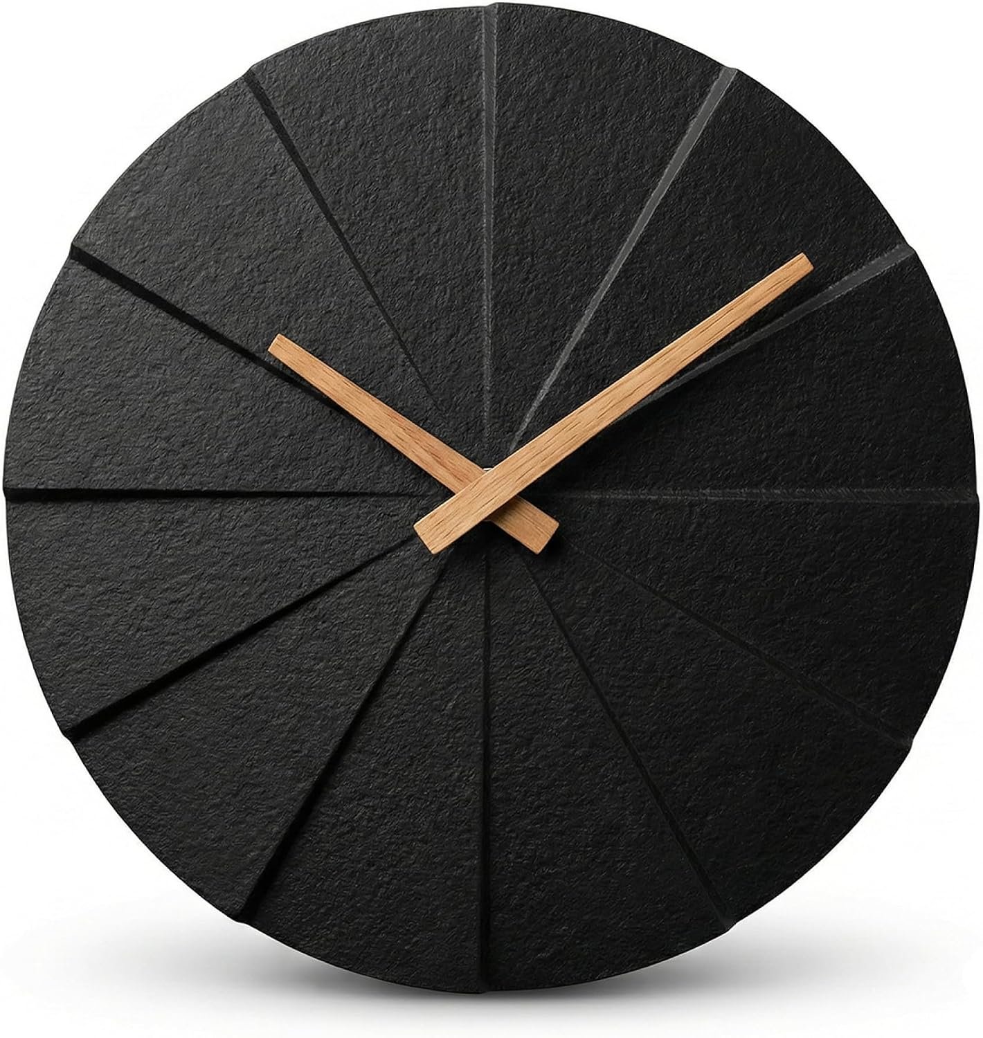 Driini Modern Wall Clock with No Numbers and Wooden Hands. Black, 10.5 Inch