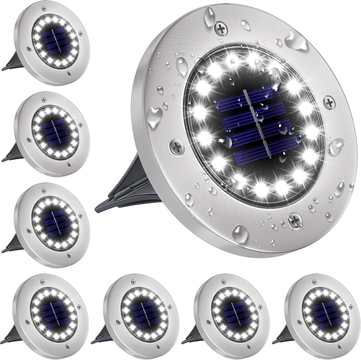 NFESOLAR Solar Ground Lights Outdoor with 16 LEDs Higher Brightness
