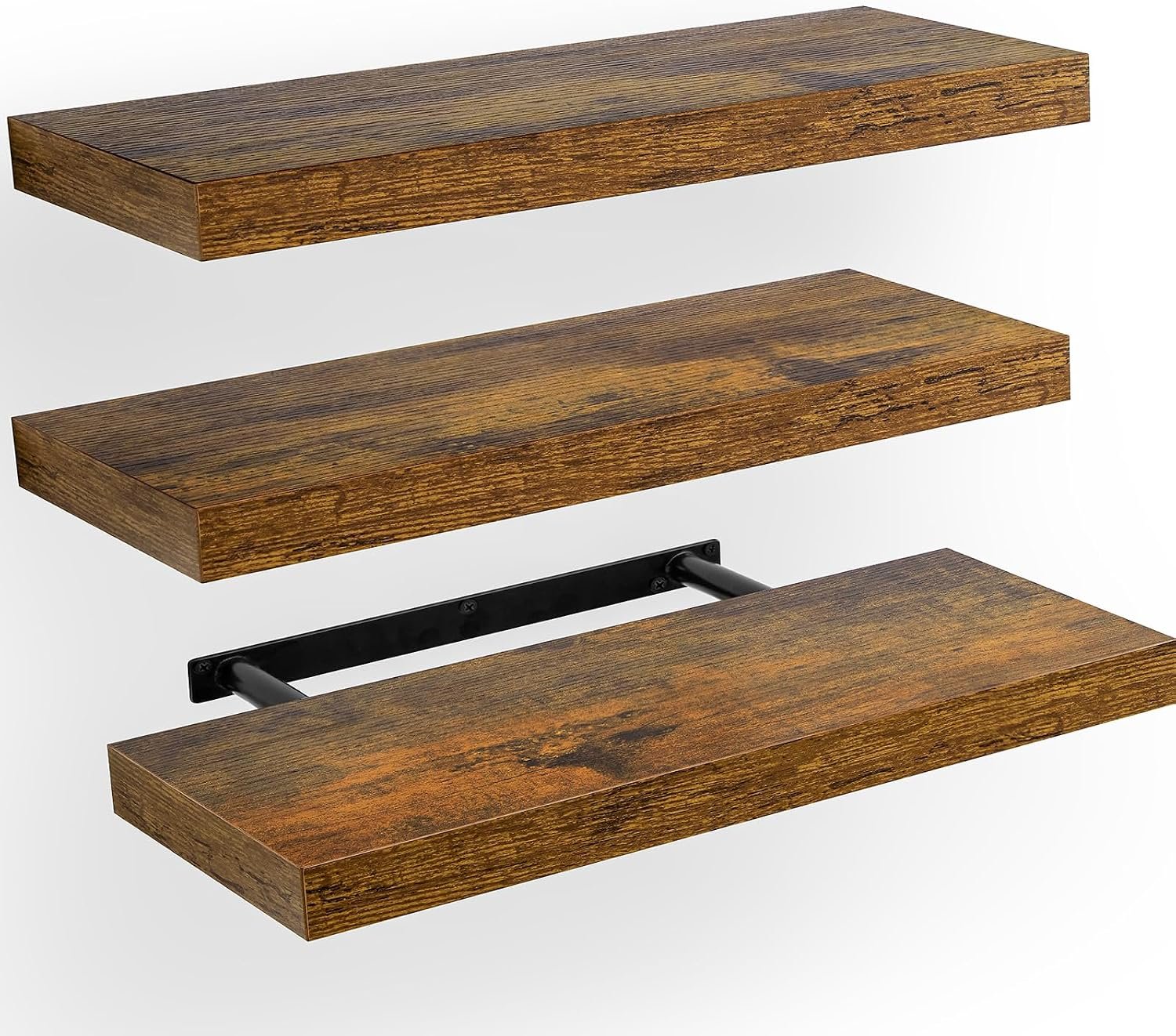 Amada 15.7″ Floating Shelves for Wall Decor & Storage, Set of 3, Brown
