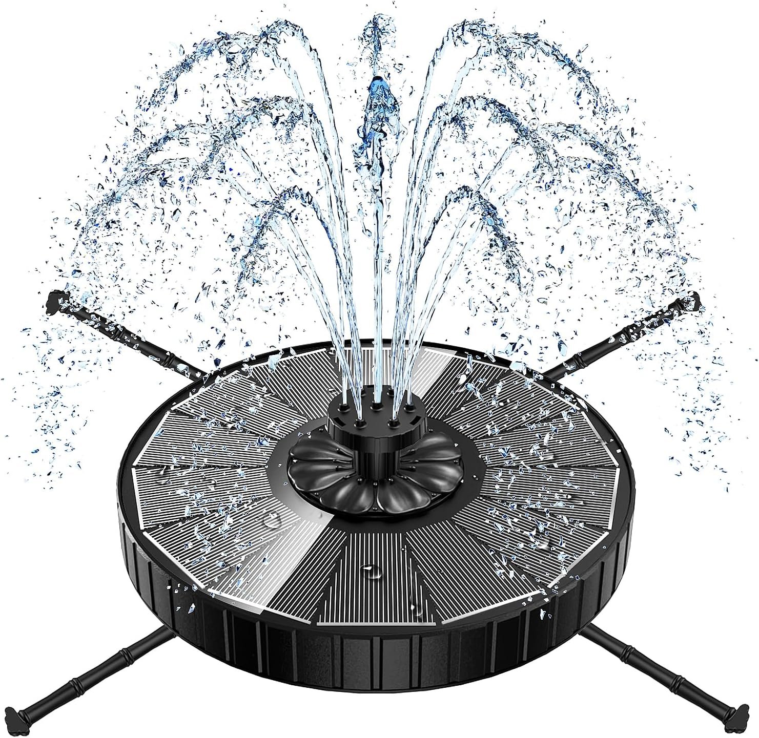 Yzert Solar Fountain, 3-Level Adjustable Water Height, 3.5W Glass Powerful Outdoor Fountain Pump with Rotating Rods & 7 Nozzles for Bird Bath, Garden, Pond, Patio, Flower Pot (2026 Model)