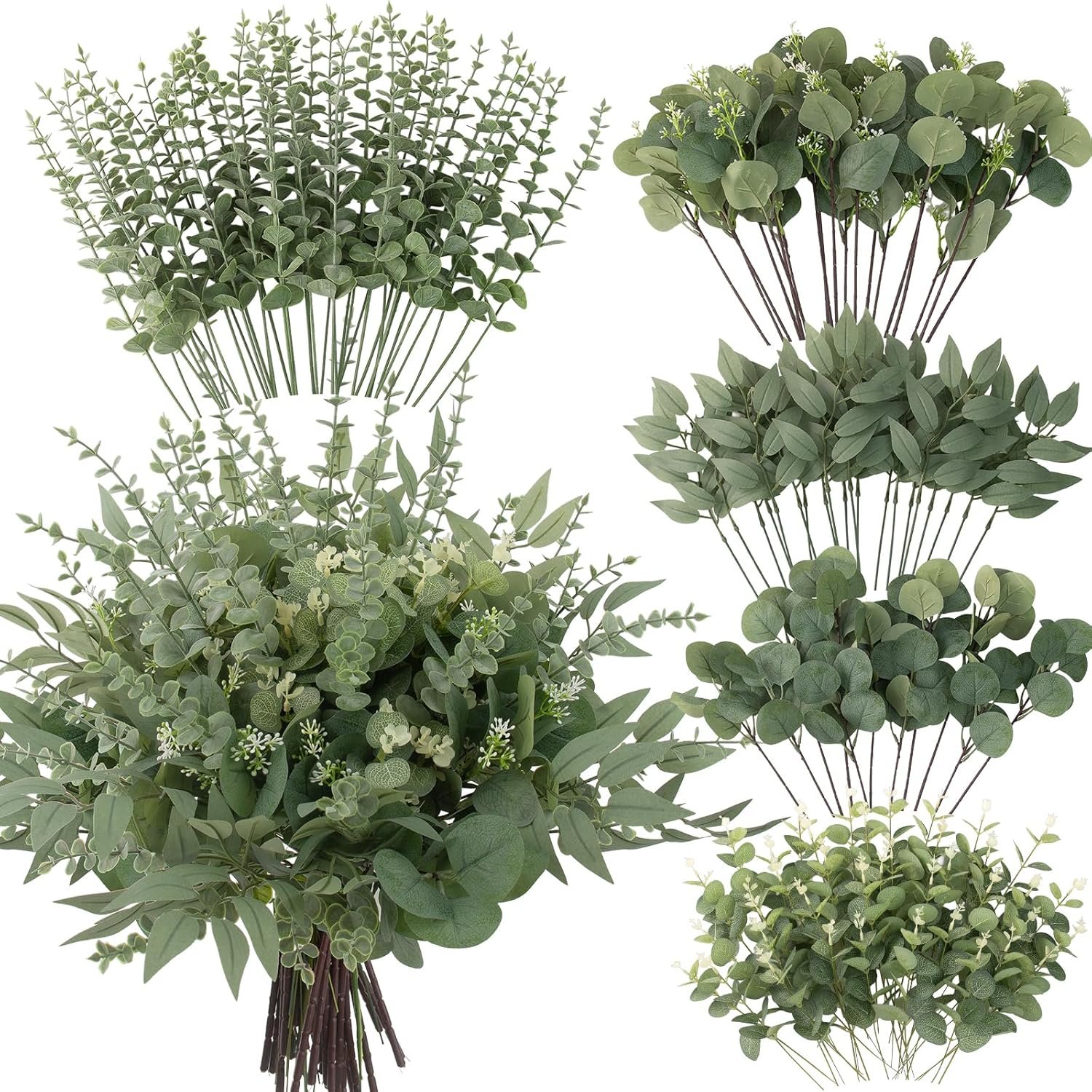 lovemoon 130 Pcs Mixed Eucalyptus Stem, Artificial Greenery Stems for Decor