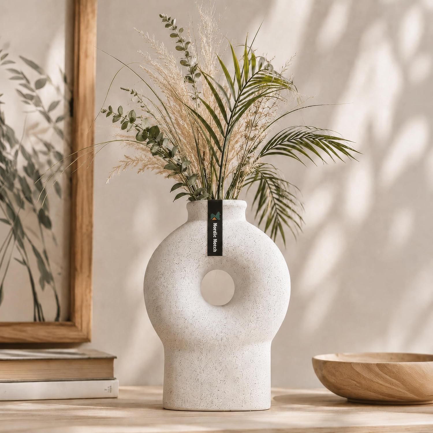 Ceramic Flower Vase for Home Decor – Modern Donut Vase Small