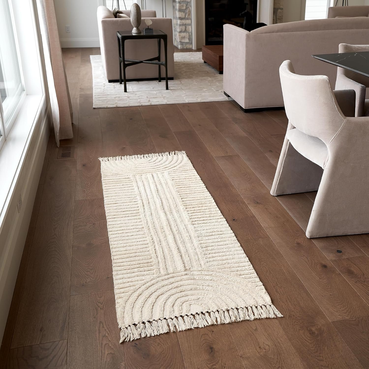 Beautiful 2×6 ft Boho Runner Rug with Tassels – Soft Cotton for Hallway