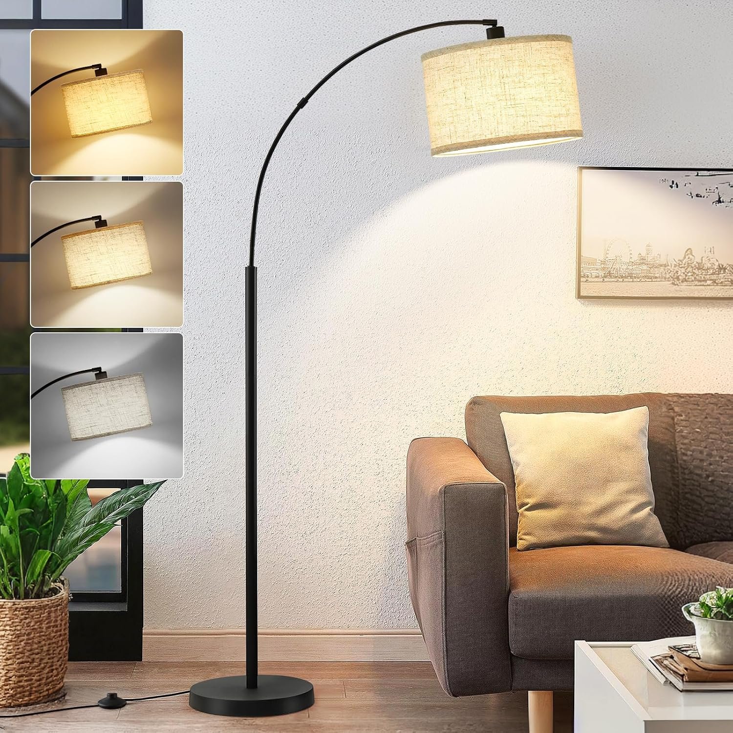 71″ Arc Floor Lamps for Living Room, Standing Lamp with Adjustable Head