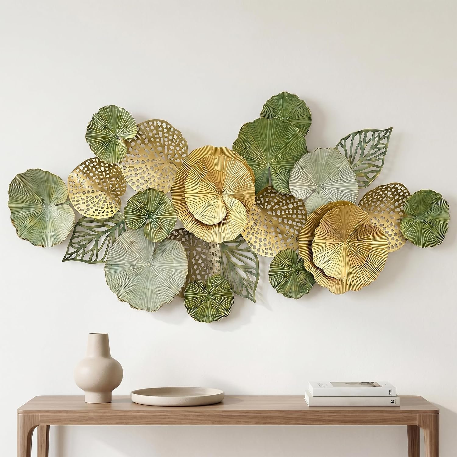 Axioglo 51″ Large Wall Decor 3D Lotus Leaf Metal Wall Art for Living Room