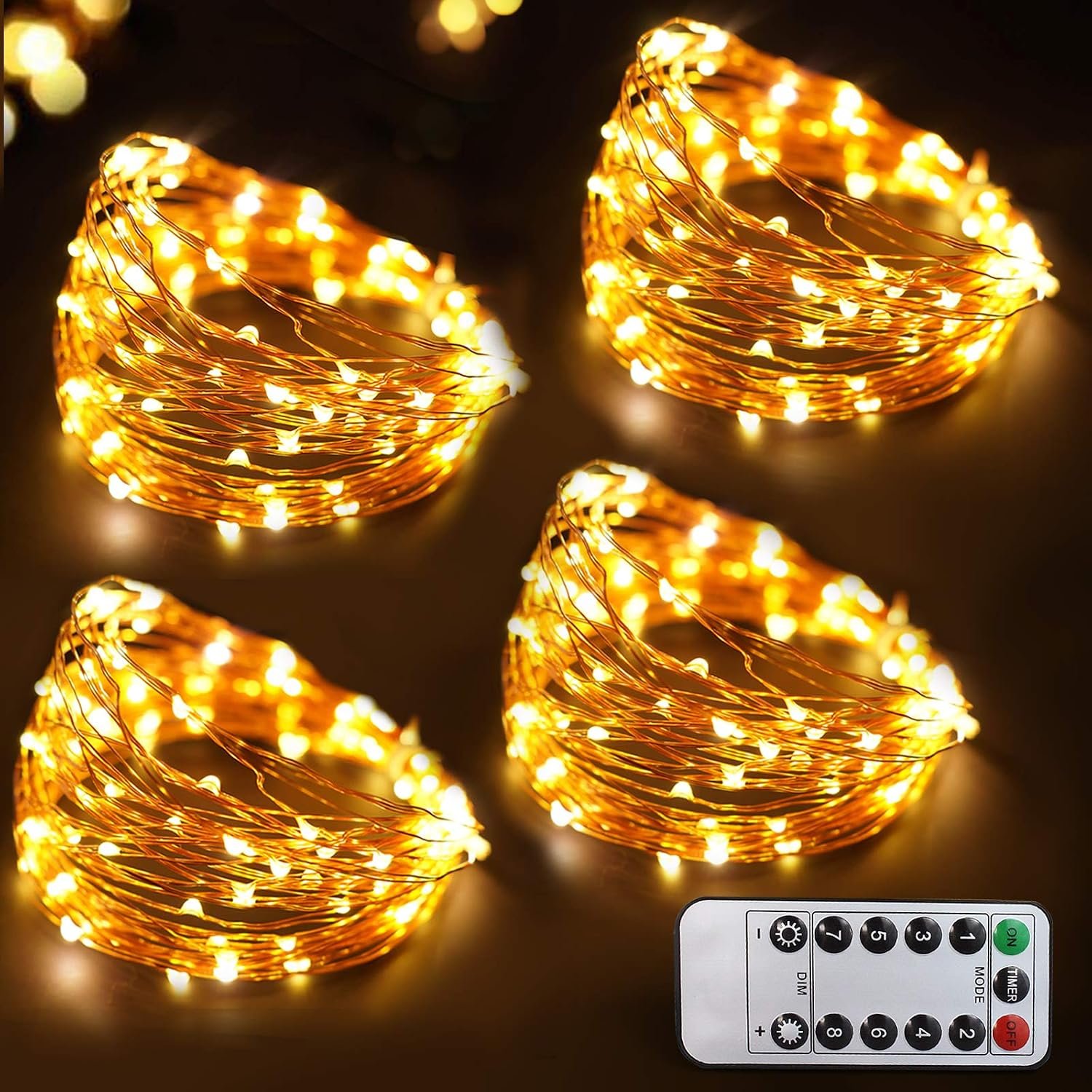66 Ft 200 LED 8 Mode Christmas Fairy Lights Battery Operated with Remote – Warm White Multifunction Christmas Lights with Timer -Dimmable Flashing Chasing Twinkle Lights Outdoor