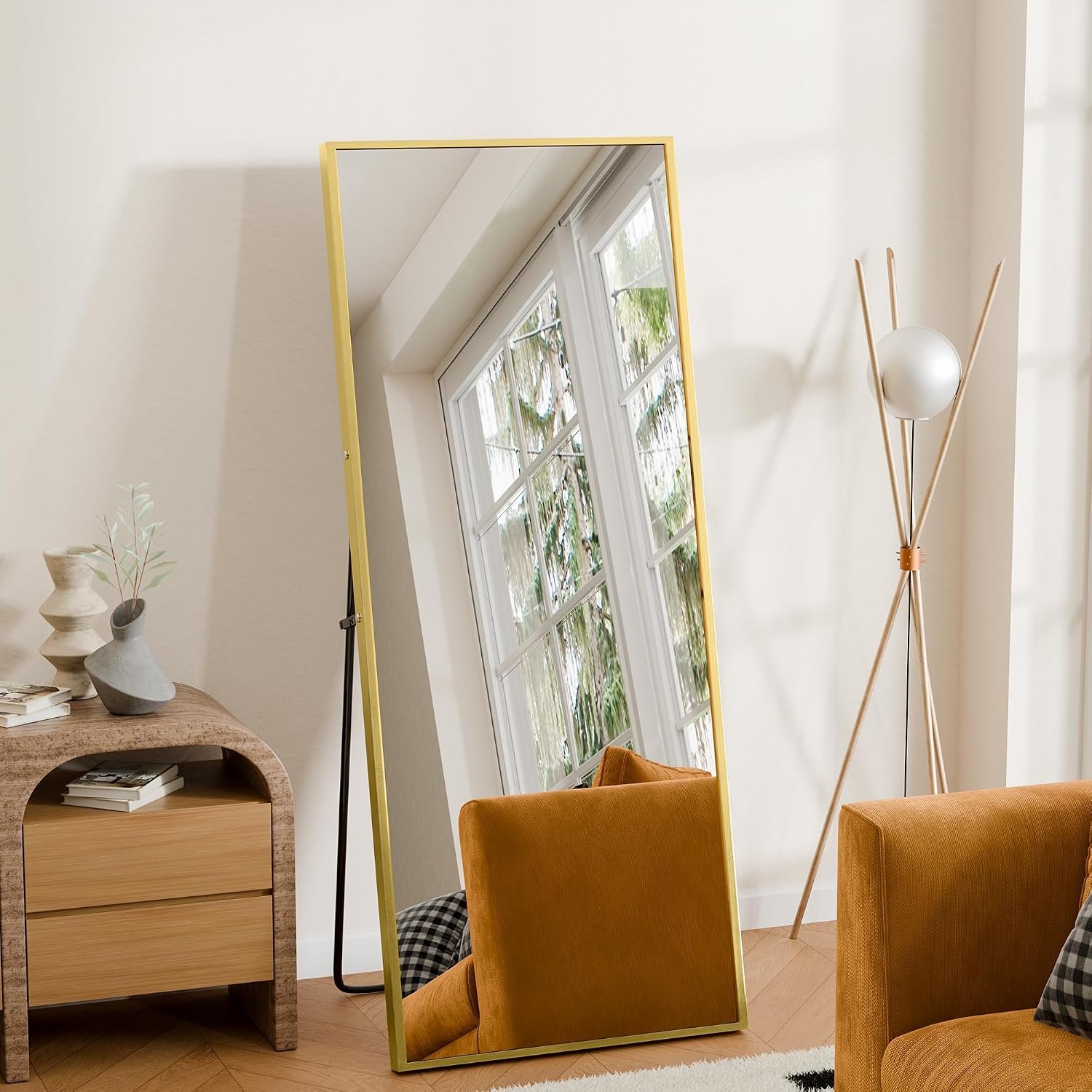 NicBex 56″x18″ Full Length Mirror, Gold Floor Mirror