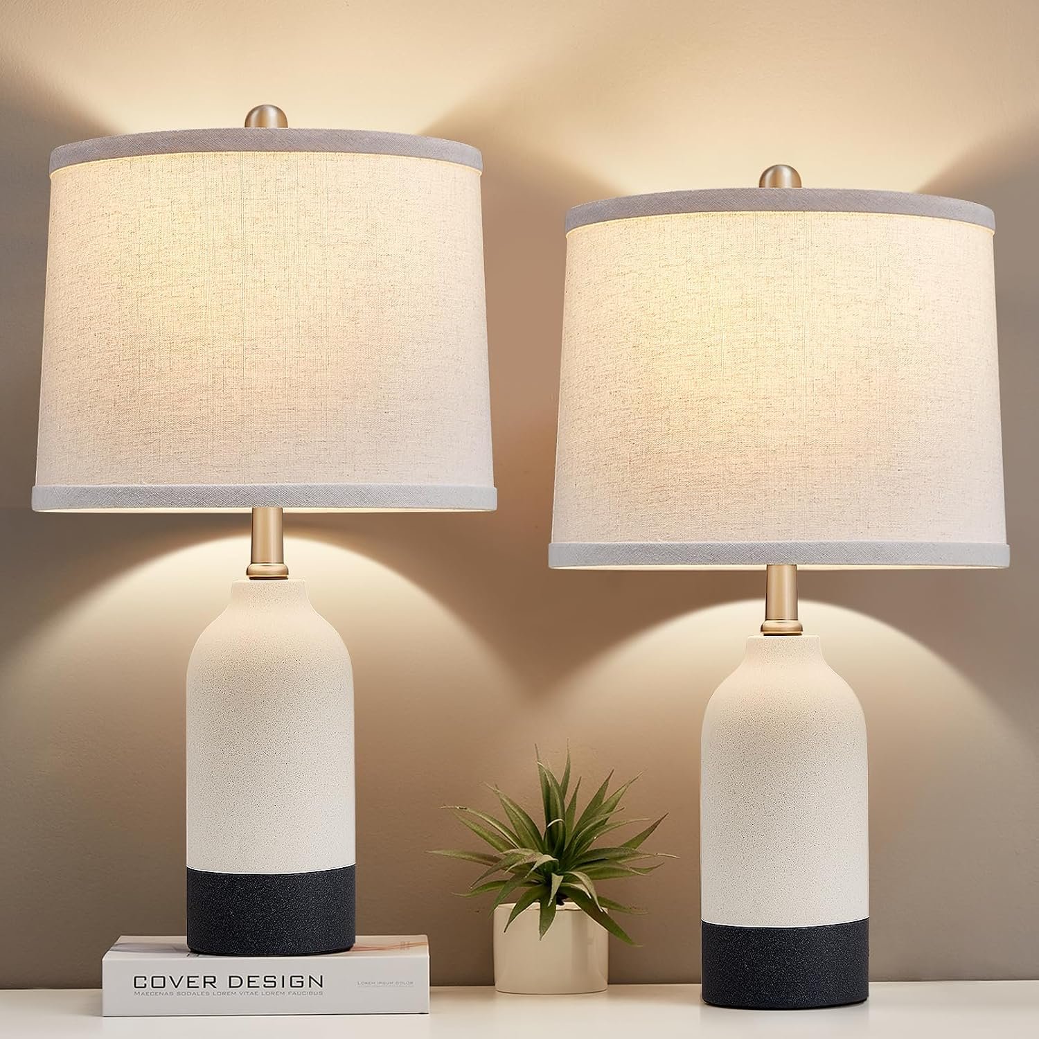 Luvkczc Ceramic Table Lamp Set of 2, Adjustable Color Temperature