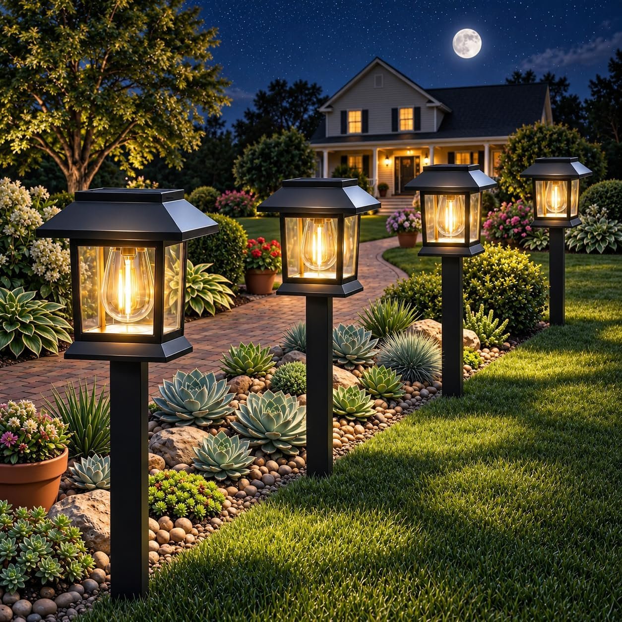 Benany Solar Outdoor Lights, 12 Pack Solar Pathway Lights Waterproof, Landscape Lighting for Path Walkway Lawn Garden Yard Outside Décor, Black