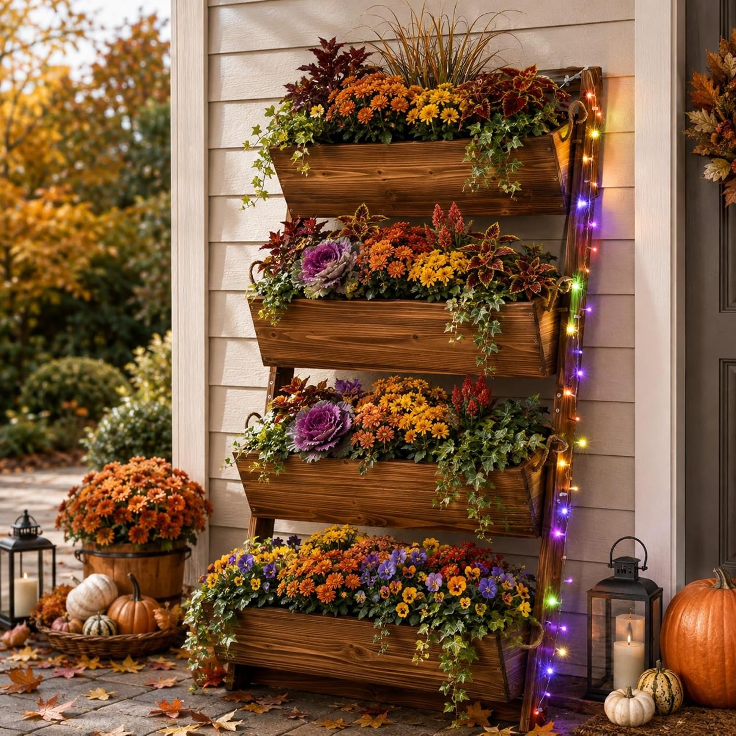 51″ 4-Tier Vertical Garden Planter with LED Lights