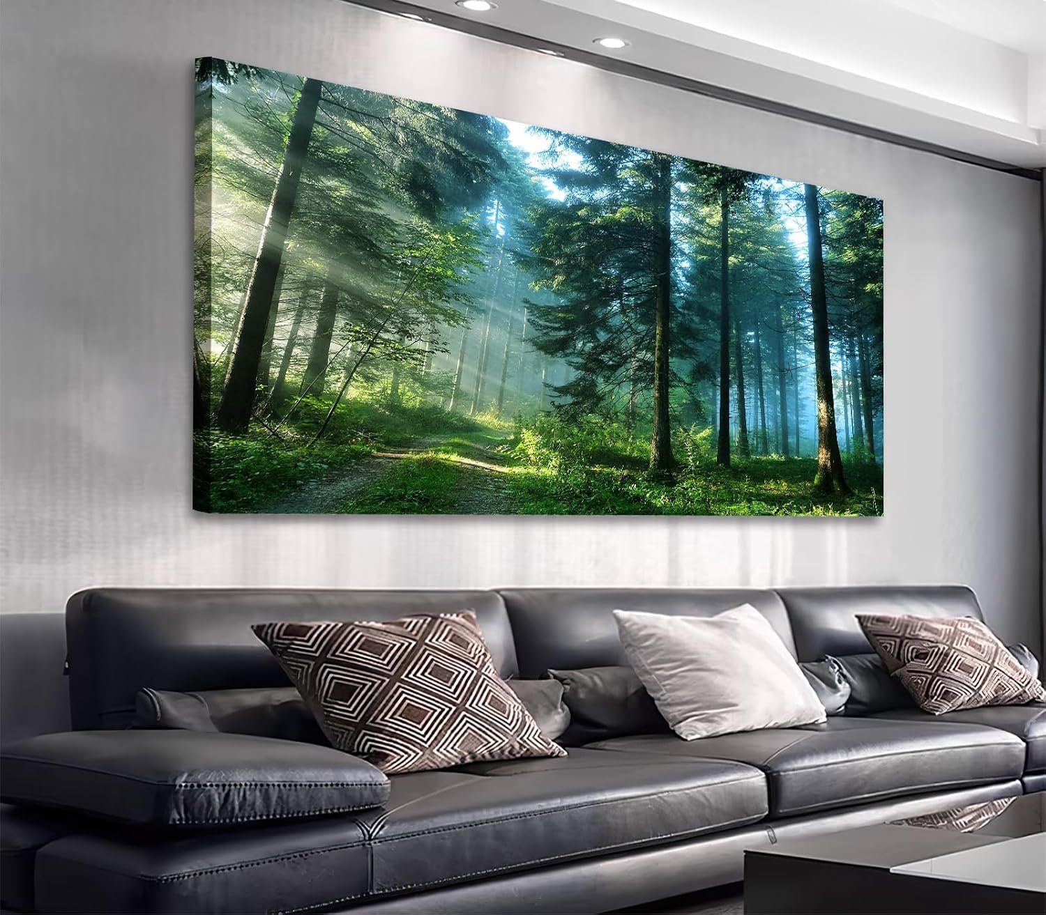 arteWOODS Green Forest Canvas Wall Art Living Room Wall Decor Large Nature Pictures Canvas Artwork Contemporary Wall Art Modern Landscape Pine Trees for Kitchen Office Home Decoration 20″ x 40″