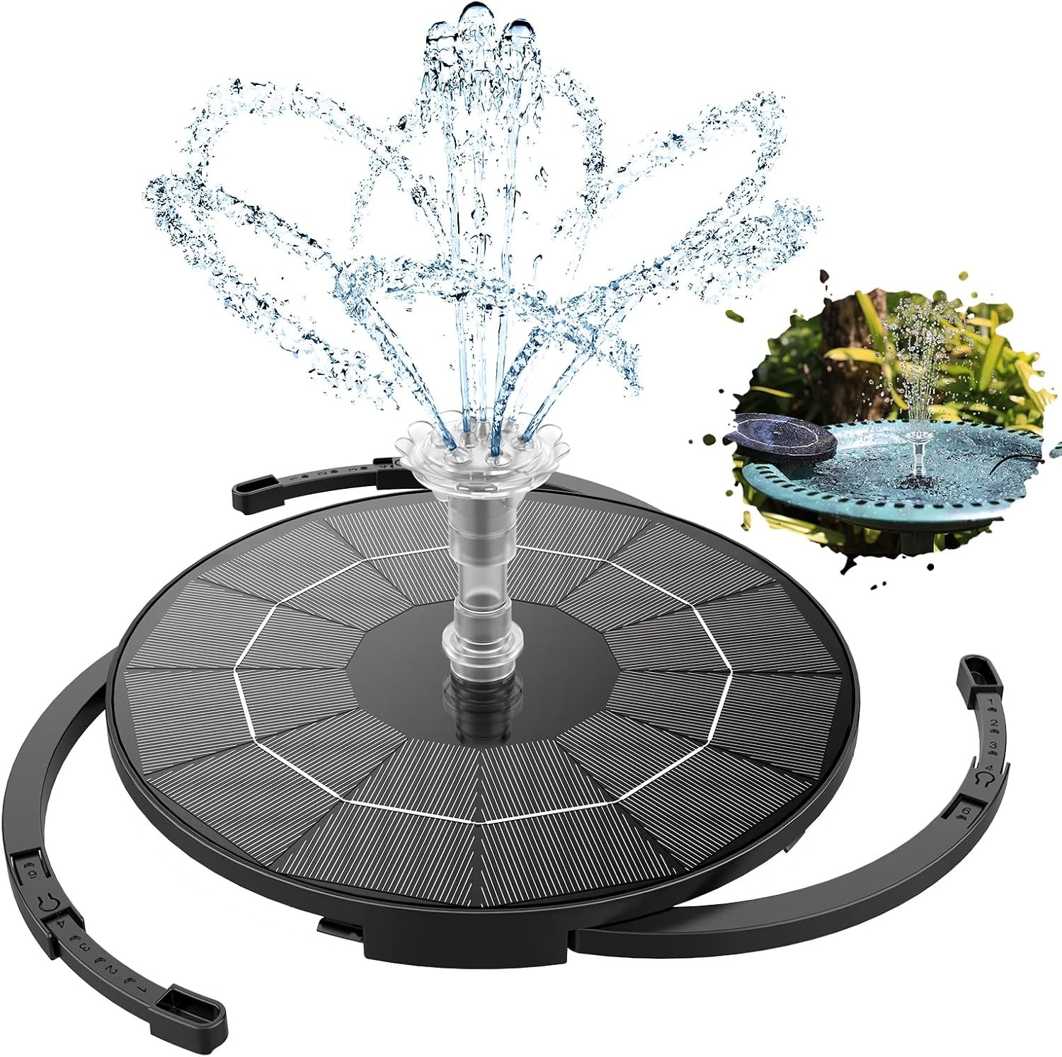 AISITIN 3.5W Solar Fountain Pump for Bird Bath Separated Design & 8 Nozzles