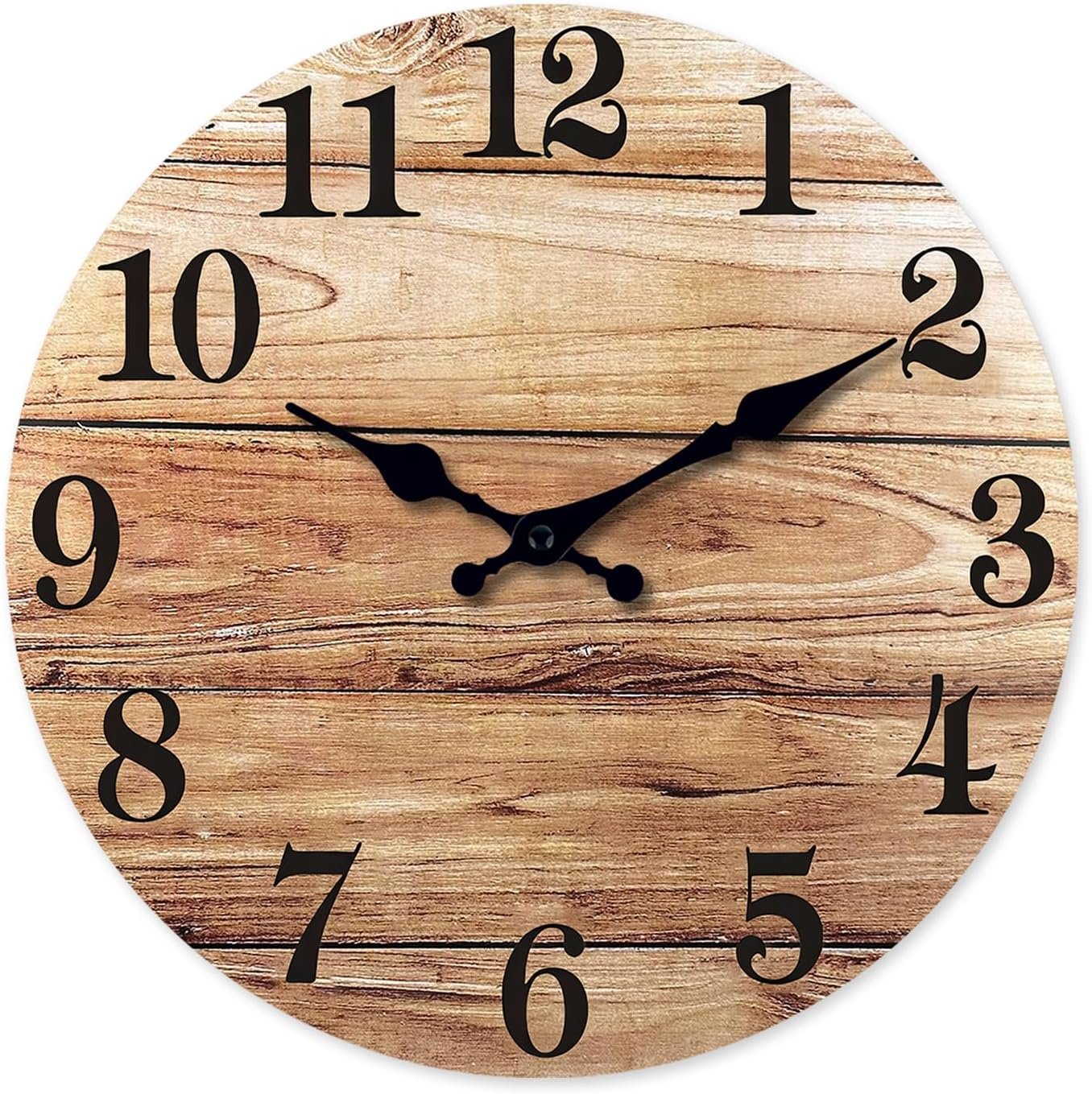 XNM 24 Inch Wood Farmhouse Wall Clocks Battery Operated