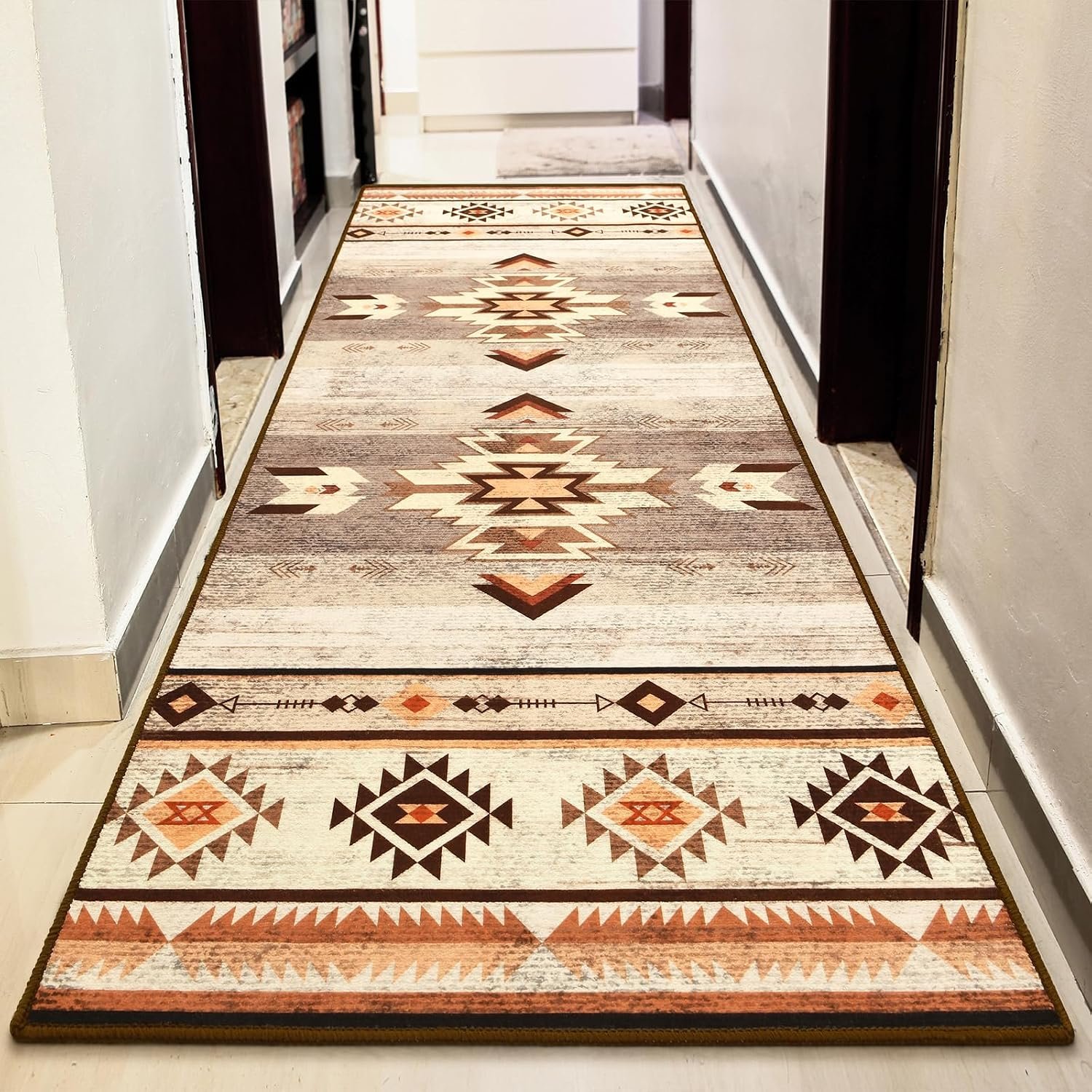 BENRON Western Hallway Runner Rug 2×6, Long Runners for Kitchen, Warm Beige