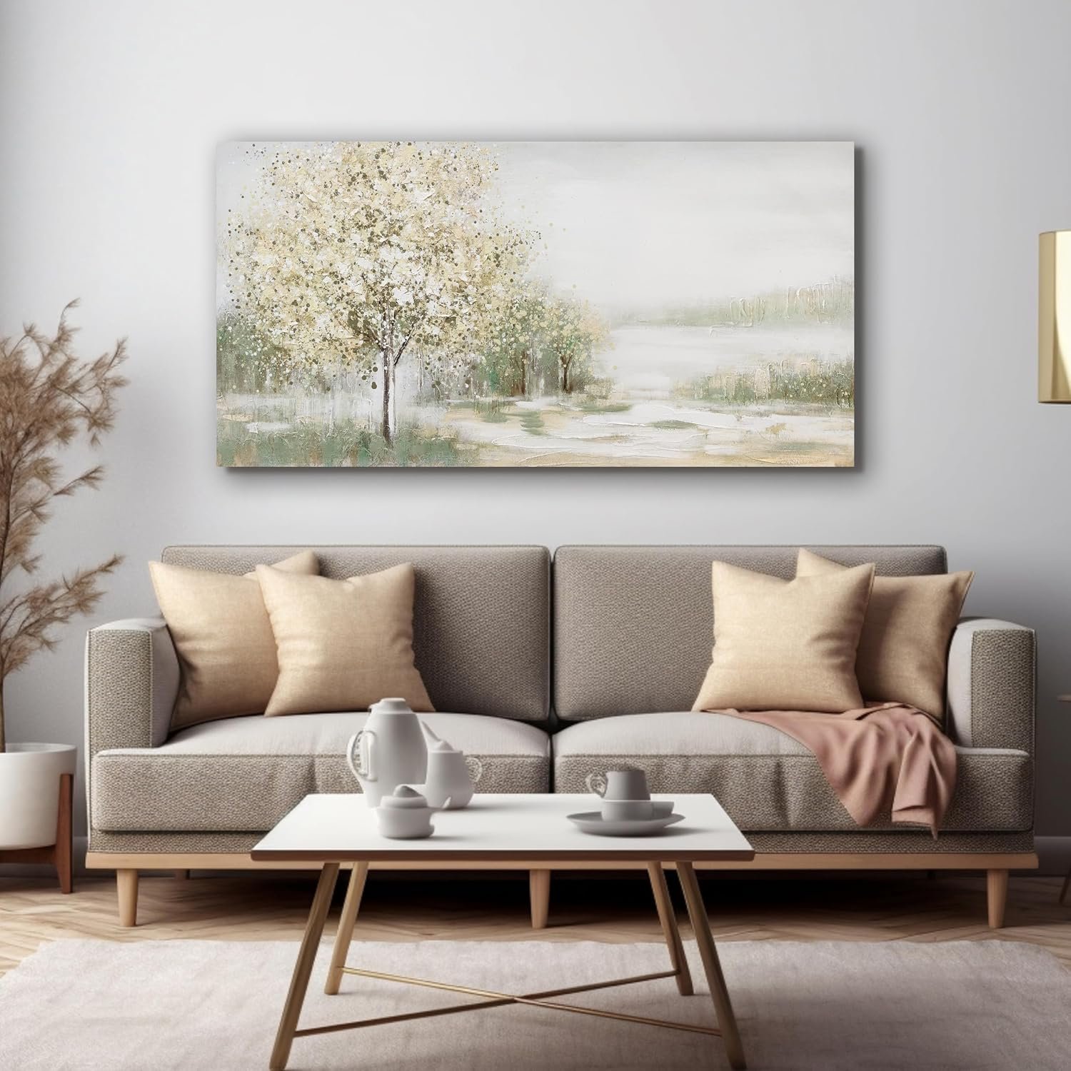 Green Wall Art Canvas Wall Art Decor Spring Scene Nature Landscape Wall Painting Decorations Artwork Wall Art Prints Pictures For Room Living Room Bedroom Office Decor 20×40 Inch