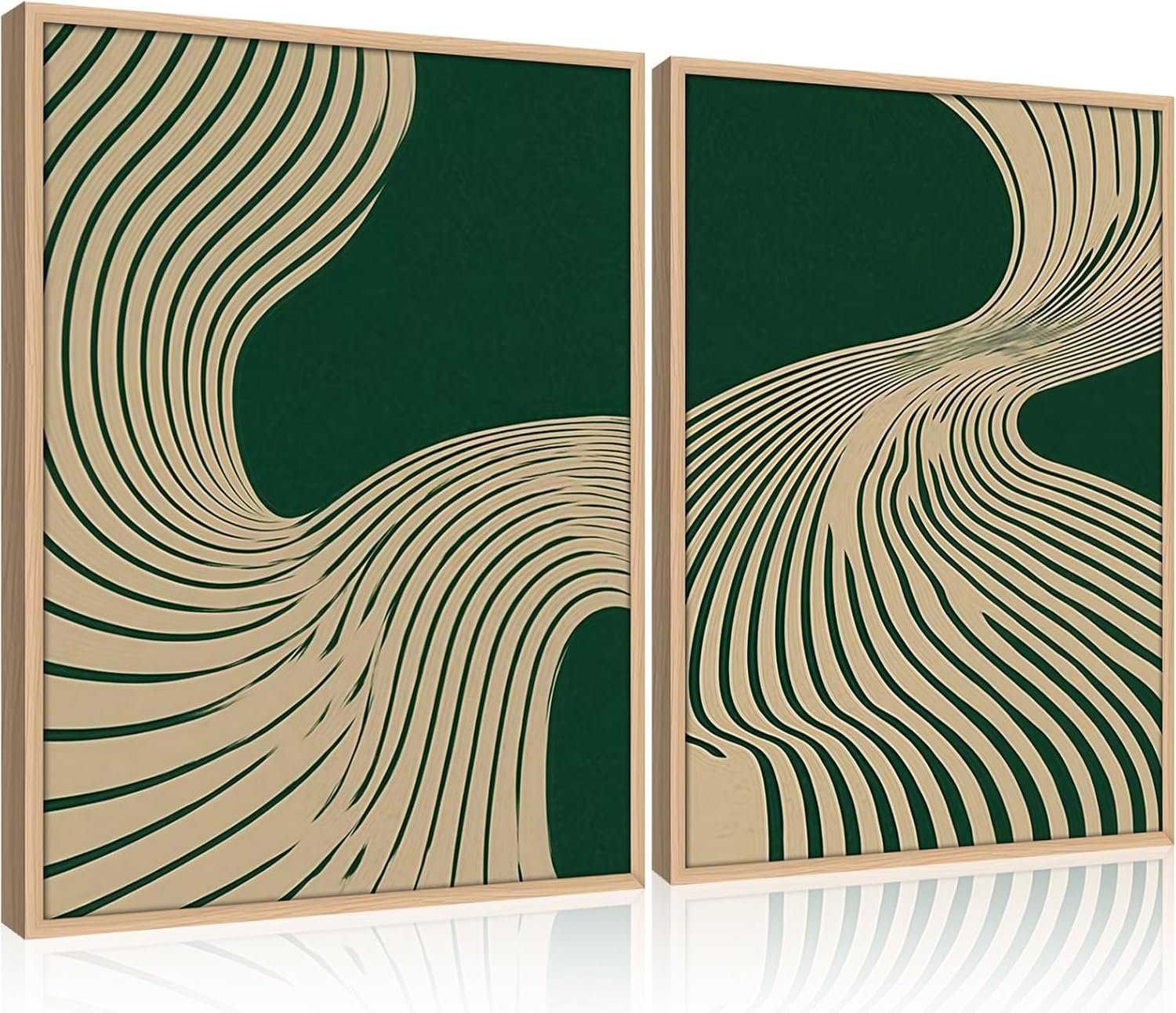Framed Sage Green Abstract Line Art Print – Modern Minimalist Wall Art with Picture Print Poster Minimalist Aesthetic Painting Decor for Living Room Bedroom Office 12×16 Inches