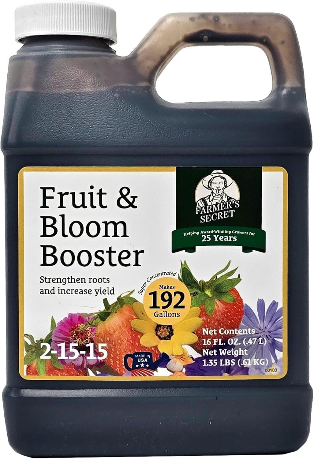 Farmer’s Secret Fruit & Bloom Booster Fertilizer – Super Concentrated – Boosts Flowering and Yield on All Varieties of Fruits, Vegetables and Flowers – Formulated for Late Summer & Early Fall (16oz)
