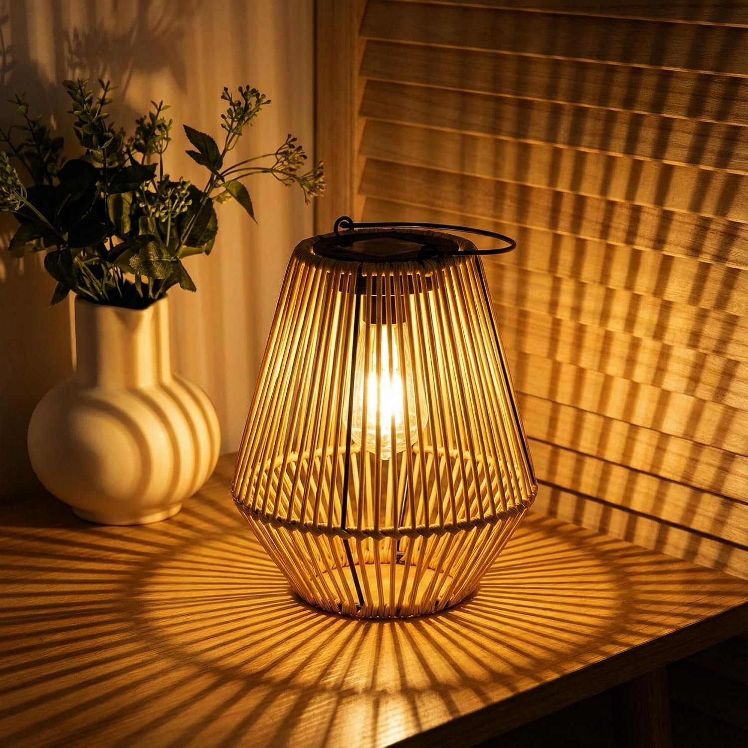 Solar Lantern,ZUIAOYIBOU Solar Outdoor Lanterns Hanging Solar Light Outdoor Waterproof Boho Gazebo Decor Table Lamps for Outside Patio Porch Tree Decorations Mothers Day Gift for Grandma 1 Pack