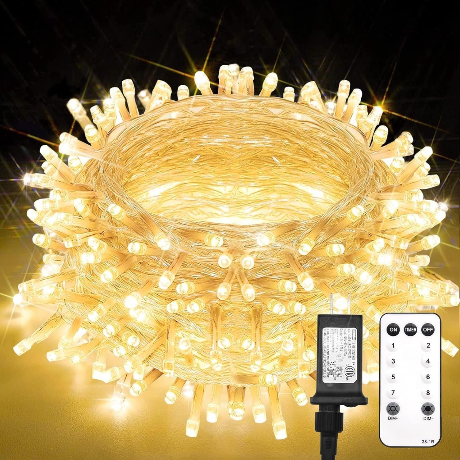 suddus String Lights Indoor Plug in 100 LED Christmas Lights Warm White