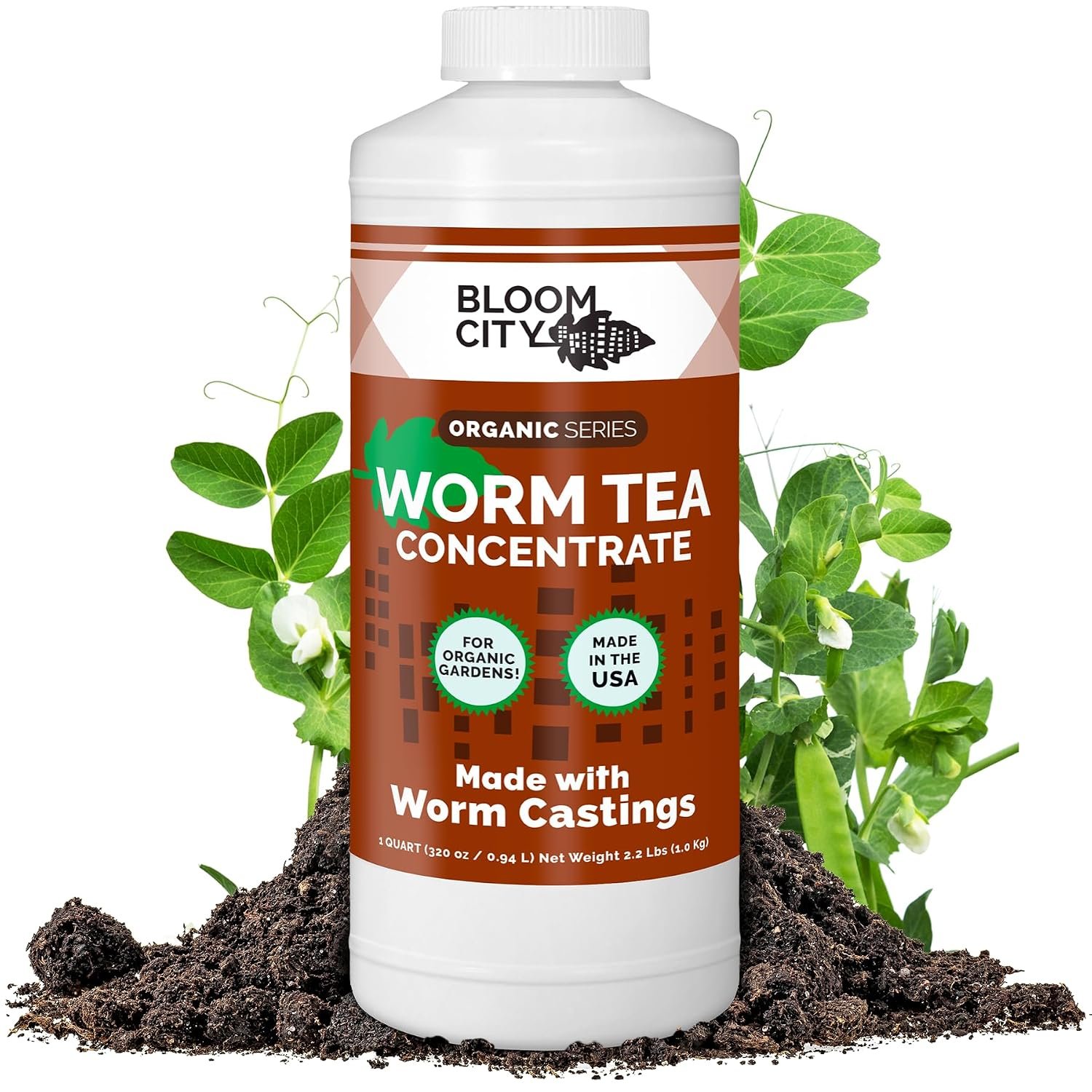 Organic Earthworm Tea Concentrate, Soil Microbe Booster 32 oz
